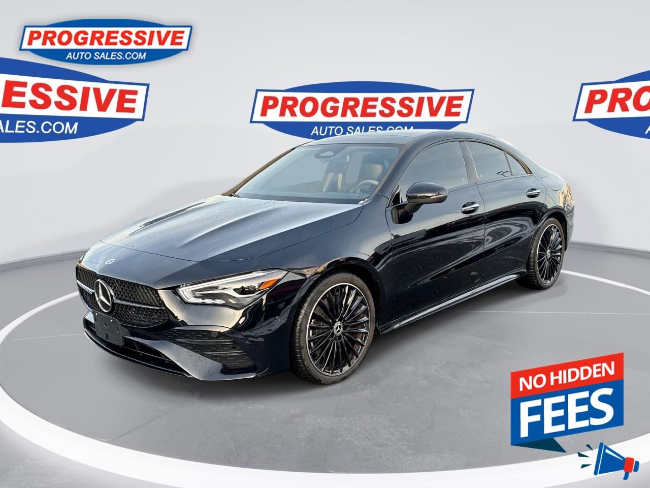 With all the style and panache of a larger Mercedes in a compact footprint, it doesn't get better than this CLA. This 2024 Mercedes-Benz CLA is for sale today. <br /> <br />With a swooping roofline, attractive styling and a lot of great tech features, this 2024 CLA is a compelling premium sedan. Its striking design and awe-inspiring silhouette combined with the finely crafted interior and excellent on road dynamics make this CLA one of the best cars one can own. A host of advanced infotainment and safety features also cocoon you and yours in refined comfort and peace of mind.This coupe has 24,000 kms. It's black in colour. It has a 8 speed automatic transmission and is powered by a 221HP 2.0L 4 Cylinder Engine. <br /> <br />To apply right now for financing use this link: <a href=https://www.progressiveautosales.com/credit-application/ target=_blank rel=nofollow noopener noreferrer>https://www.progressiveautosales.com/credit-application/</a><br /><br /> <br /><br /><br /> Progressive Auto Sales provides you with the all the tools you need to find and purchase a used vehicle that meets your needs and exceeds your expectations. Our Sarnia used car dealership carries a wide range of makes and models for exceptionally low prices due to our extensive network of Canadian, Ontario and Sarnia used car dealerships, leasing companies and auction groups. <br /> Our dealership wouldn't be where we are today without the great people in Sarnia and surrounding areas. If you have any questions about our services, please feel free to ask any one of our staff. If you want to visit our dealership, you can also find our hours of operation and location information on our Contact page. o~o