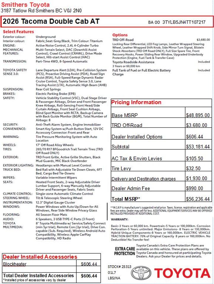 2026 Toyota Tacoma TRD Off Road Photo3