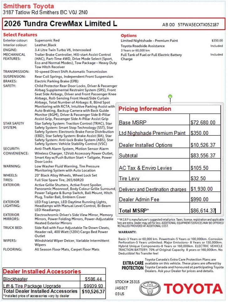 2026 Toyota Tundra Limited  Photo1