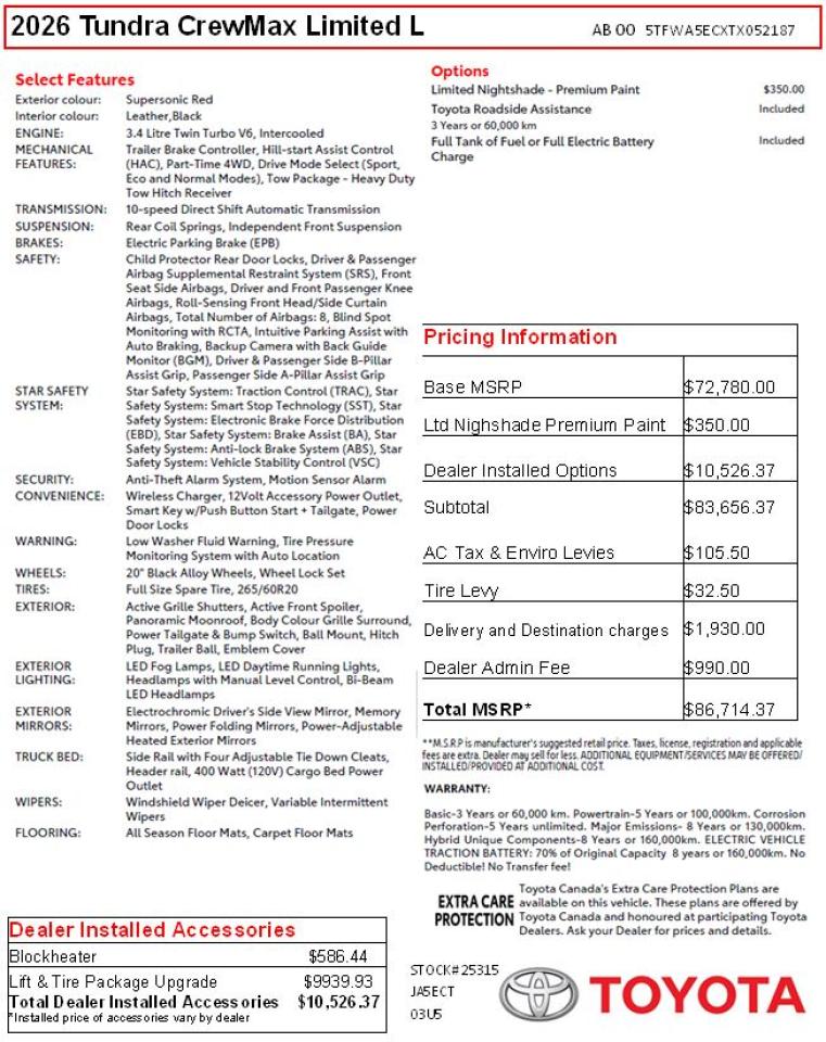 2026 Toyota Tundra Limited  Photo2