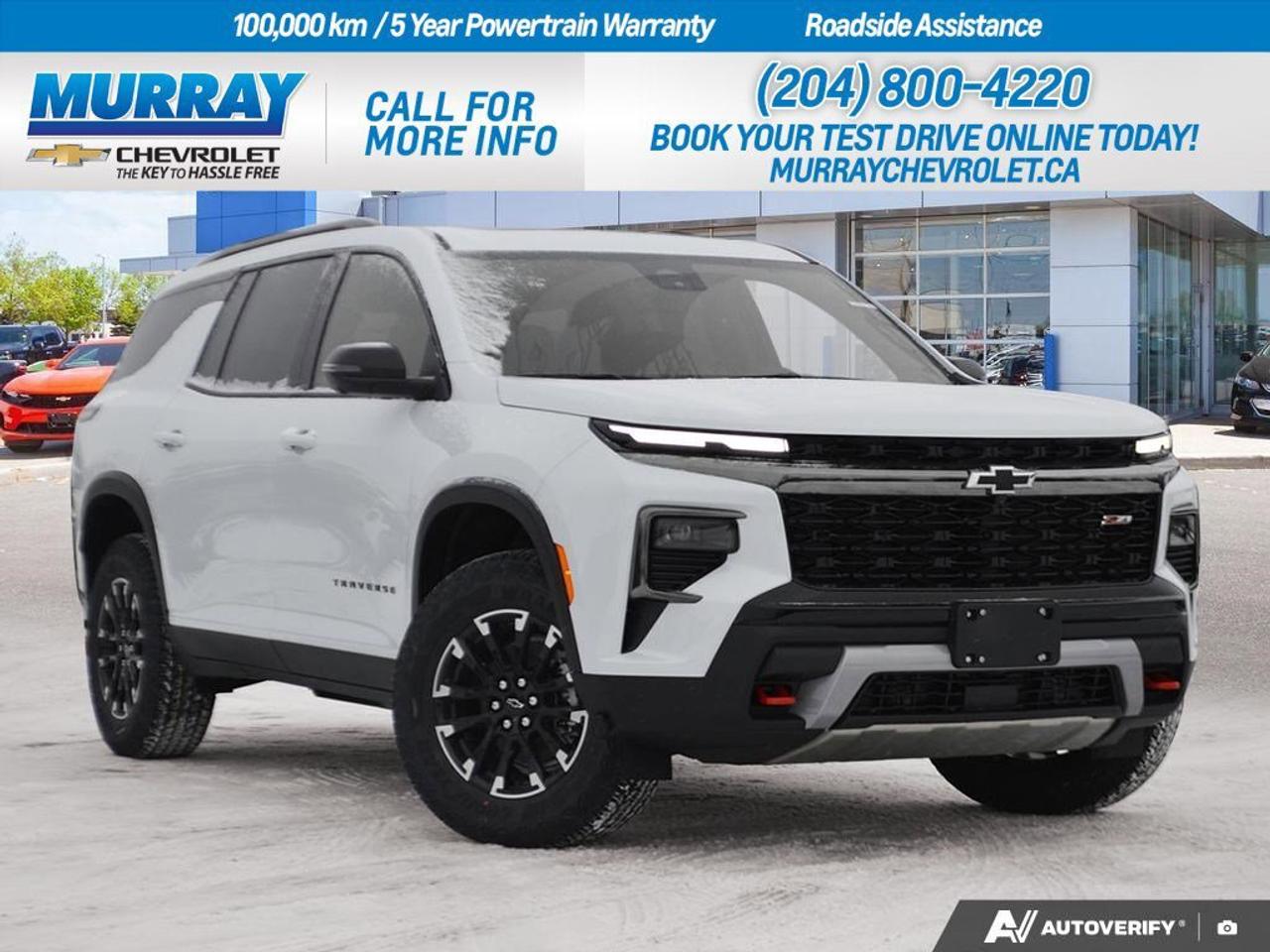 *SUNROOF POWER DUAL GLASS PANORAMIC SLIDING WITH POWER SUNSHADE* *ENGINE 2.5L TURBO DOHC SIDI WITH VARIABLE VALVE TIMING (VVT) (328 hp [244 kW] @ 5500 rpm 326 lb-ft of torque [442 N-m] @ 3500 rpm) (STD)* *Z71 JET BLACK WITH TORCH RED STITCHING EVOTEX SEAT TRIM*  Discover the impressive 2026 Chevrolet Traverse Z71, a sport utility vehicle that combines luxury and performance, perfect for city drives in Winnipeg. The 2.5L Turbo DOHC engine ensures a thrilling ride with 328 horsepower, making every journey an experience to cherish. The 8-speed automatic transmission provides seamless transitions, enhancing your drive with efficiency and precision.  For those who enjoy a touch of elegance, the panoramic sliding sunroof with power sunshade bathes the interior in natural light, while the Z71 Jet Black interior with Torch Red stitching adds a stylish flair. The Traverse is equipped with advanced features such as adaptive cruise control, a back-up camera, and lane keeping assist, ensuring both safety and convenience at your fingertips. Experience the blend of innovation and comfort that awaits you with this remarkable SUV.  DisplayTrim: SUNROOF POWER DUAL GLASS PANORAMIC SLIDING WITH POWER SUNSHADE Dealer Permit #1740