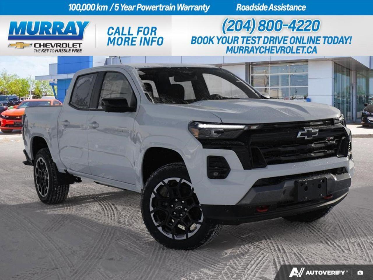 *SUNROOF POWER SLIDING GLASS WITH MANUAL SHADE* *TECHNOLOGY PACKAGE* *Z71 CONVENIENCE PACKAGE III*  Experience the perfect blend of power and luxury with the 2026 Chevrolet Colorado 4WD Z71, now available in Winnipeg. This stunning Crew Cab Pickup in Summit White is designed to impress, featuring the robust Turbocharged Gas I4 2.7L engine delivering 310 hp and 430 lb-ft of torque. Paired with a seamless 8-Speed Automatic transmission, the Colorado ensures both a powerful and smooth ride.  Enjoy the ultimate driving experience with the advanced Technology Package, which includes Adaptive Cruise Control and HD Surround Vision, enhancing both safety and convenience. The Z71 Convenience Package III elevates comfort with features such as Driver Memory Settings and Ventilated Front Seats, all wrapped in exquisite Jet Black/Adrenaline Red Perforated Leather-appointed trim.  Embrace the open skies through the Power Sliding Glass Sunroof, while staying connected with the latest tech through the WiFi Hotspot and Bluetooth Connection. The Colorado&rsquo;s impressive styling is completed with 20 Aluminum Wheels, making it a true standout in its class. Perfect for both urban and off-road adventures, this vehicle is ready to tackle any terrain with confidence.   Dealer Permit #1740