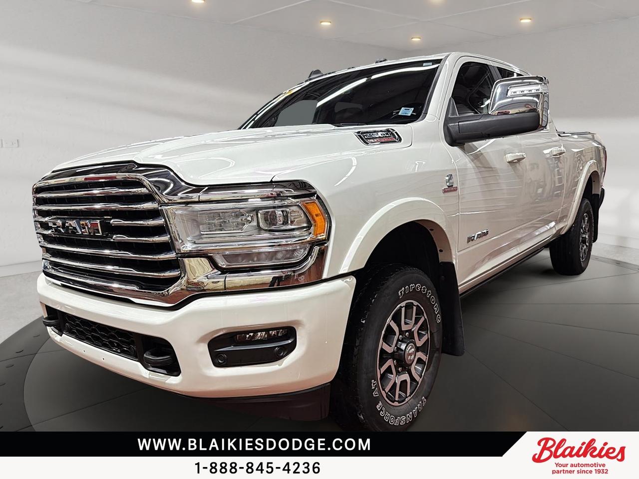 2023 Ram 2500 Longhorn | Diesel 4x4 Loaded w Sunroof

This 2023 Ram 2500 Longhorn 4x4 Diesel has just 75367 km and is built for power, comfort and serious towing. With the Cummins Turbo Diesel engine and premium interior, it offers high-end features inside and out.

Key Features:

6.7L Cummins Turbo Diesel with 5th wheel/gooseneck prep

Longhorn Level 1 Equipment Group with leather vented seats

Uconnect 5 Nav with 12-inch touchscreen and GPS

Power deployable running boards and power sunroof

17-speaker Harman Kardon audio system

Off-road group with skid plates and hill descent control

This Ram 2500 is ready for any journey, blending performance with comfort and modern features. Contact Blaikies Dodge for more details or to schedule a test drive today. Enjoy the convenience of viewing a free CarFax report without submitting personal information. Visit Blaikies Dodge for more details or click to schedule a test drive!