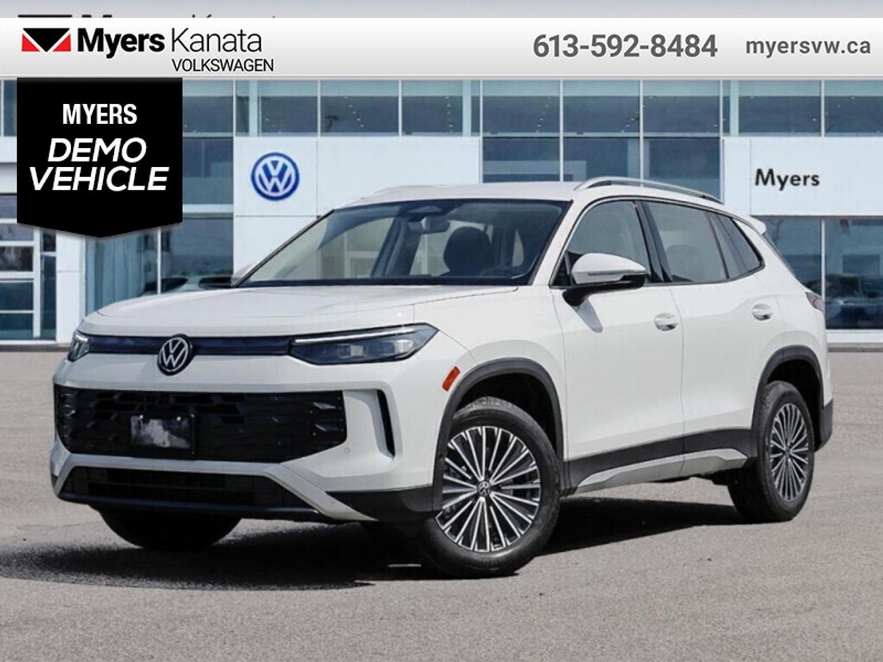 <b>Low Mileage, Power Liftgate,  Wireless Charging,  Heated Seats,  Heated Steering Wheel,  Adaptive Cruise Control!</b><br> <br> The 2026 Volkswagen Tiguan combines thoughtful innovation, upscale design and practical character into a compelling choice in the compact SUV segment.<br> <br>From the outside, the 2026 Volkswagen Tiguan makes a bold impression with its upright proportions, sharp body lines and modern lighting elements that reflect Volkswagens evolving design language. Inside, the cabin highlights quality materials, intuitive connectivity and seating designed to comfortably accommodate passengers and gear. With its refined look, intelligent features and Volkswagens reputation for engineering, the Tiguan delivers a well-balanced and engaging compact SUV experience.<br> <br>This Pure White SUV has an Automatic transmission and is powered by a 2.0L I4 16V GDI DOHC Turbo engine. Given that frugal motor it gets 10.4 L/100 km in the city and uses just 7.6 L/100 km out on the highway according to Transport Canada. <br> <br> Our Tiguans trim level is Comfortline. Standard features include heated front seats with a heated steering wheel, a power liftgate for rear cargo access, adaptive cruise control, remote engine start, wireless device charging, and a 12.9-inch infotainment screen with wireless Apple CarPlay and Android Auto. Safety features also include lane keep assist with lane departure warning, collision mitigation, blind spot alert, and front and rear parking sensors. This vehicle has been upgraded with the following features: Power Liftgate, Wireless Charging, Heated Seats, Heated Steering Wheel, Adaptive Cruise Control, Remote Start, Lane Keep Assist. This is a demonstrator vehicle driven by a member of our staff, so we can offer a great deal on it.<br><br> <br>To apply right now for financing use this link: <a href=https://www.myersvw.ca/financing-request/ target=_blank>https://www.myersvw.ca/financing-request/</a><br> <br/><br>Call one of our experienced Sales Representatives today and book your very own test drive! Why buy from us? Move with the Myers Automotive Group since 1942! We take all trade-ins - Appraisers on site!<br> Come by and check out our fleet of 30+ used cars and trucks and 140+ new cars and trucks for sale in Kanata.  o~o