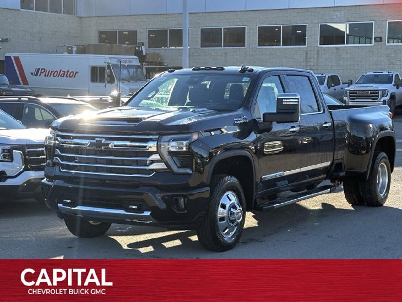 This Chevrolet Silverado 3500HD delivers a Turbocharged Diesel V8 6.6L/403 engine powering this Automatic transmission. TRANSMISSION, 10-SPEED AUTOMATIC, TECHNOLOGY PACKAGE includes (DRZ) Rear Camera Mirror and (UV6) 15 Diagonal Head-Up Display, SUNROOF, POWER ON CREW CAB MODELS.*This Chevrolet Silverado 3500HD Comes Equipped with These Options *LPO, HITCH PACKAGE Gooseneck ball and chain tiedown kit with case, (dealer-installed), GOOSENECK / 5TH WHEEL PREP PACKAGE -- Hitch platform to accept Gooseneck or 5th Wheel hitch. Includes hitch platform with tray to accept ball, stamped bed holes with removable caps installed and bed mounted 7-pin trailer harness (similar to UY2 harness). , LPO, REAR WHEELHOUSE LINERS (dealer-installed), LPO, BLACK BOWTIE EMBLEM, FRONT (dealer-installed), HIGH IDLE SWITCH, HIGH COUNTRY PREFERRED EQUIPMENT GROUP includes standard equipment, GVWR, 14,000 LBS. (6350 KG) WITH DUAL REAR WHEELS, ENGINE, DURAMAX 6.6L TURBO-DIESEL V8, B20-DIESEL COMPATIBLE (470 hp [350.5 kW] @ 2800 rpm, 975 lb-ft of torque [1322 Nm] @ 1600 rpm), DUAL REAR WHEELS includes LED hip marker lights, ALTERNATORS, DUAL, 220-AMPS PRIMARY, 170-AMPS AUXILIARY.* Visit Us Today *Stop by Capital Chevrolet Buick GMC Inc. located at 13103 Lake Fraser Drive SE, Calgary, AB T2J 3H5 for a quick visit and a great vehicle!