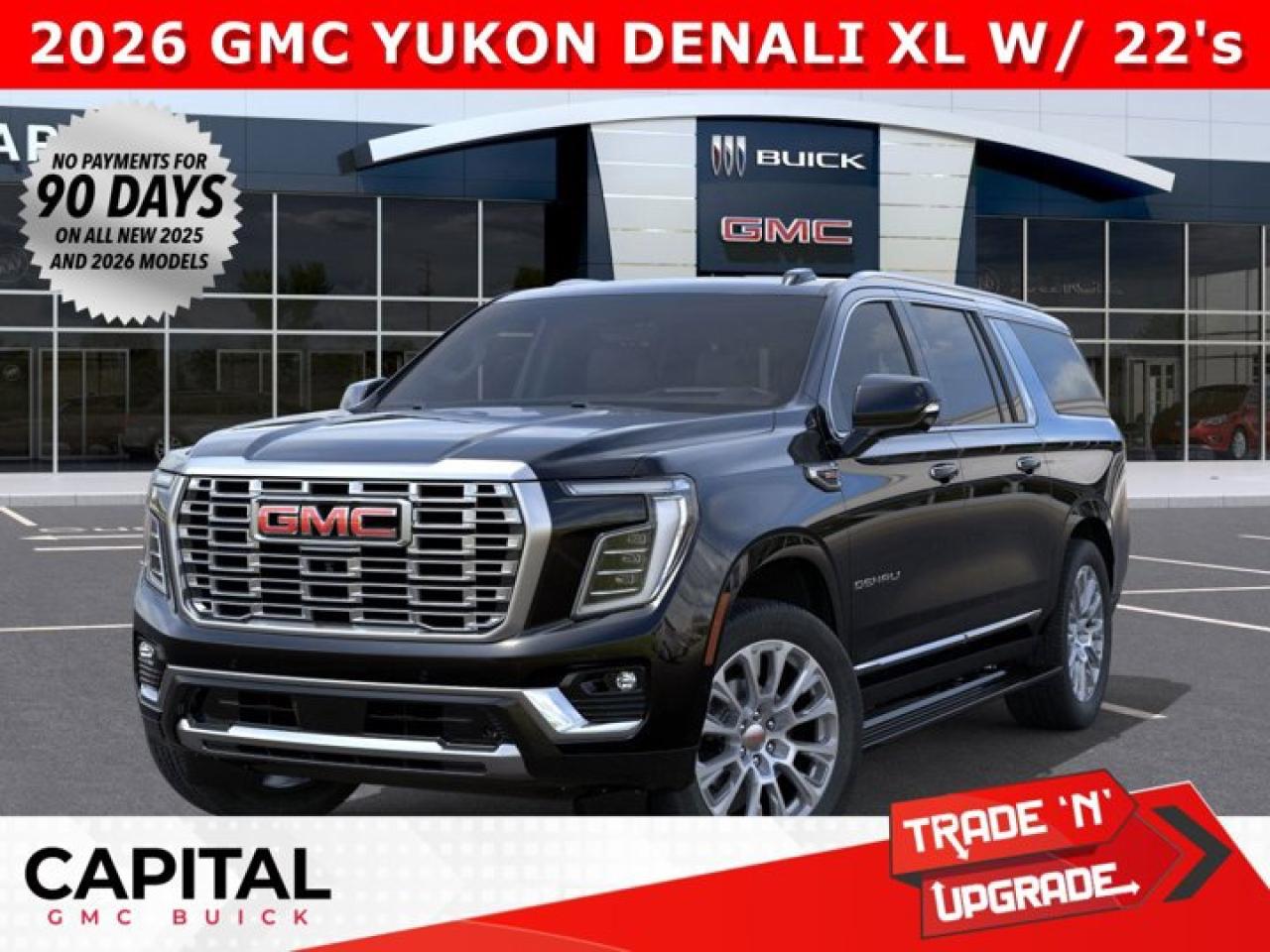 Check out the NEW 2026 YUKON! This Redesigned and Fully Loaded DENALI comes equipped with options Panoramic Sunroof, Power Assist Steps, 22 Inch Wheels, Adaptive Cruise, Heated and Cooled Seats, 15 Inch heads-up display, 360 CAM, MASSIVE Horizontal Touchscreen, Rear Heated Seats, Trailering Package, and so much more.... Come and experience it for yourself at CAPITAL GMC BUICKAsk for the Internet Department for more information or book your test drive today! Text 507-585-4395 for fast answers at your fingertips!AMVIC Licensed Dealer - Licence Number B1044900Disclaimer: All prices are plus taxes and include all cash credits and loyalties. See dealer for details. AMVIC Licensed Dealer # B1044900