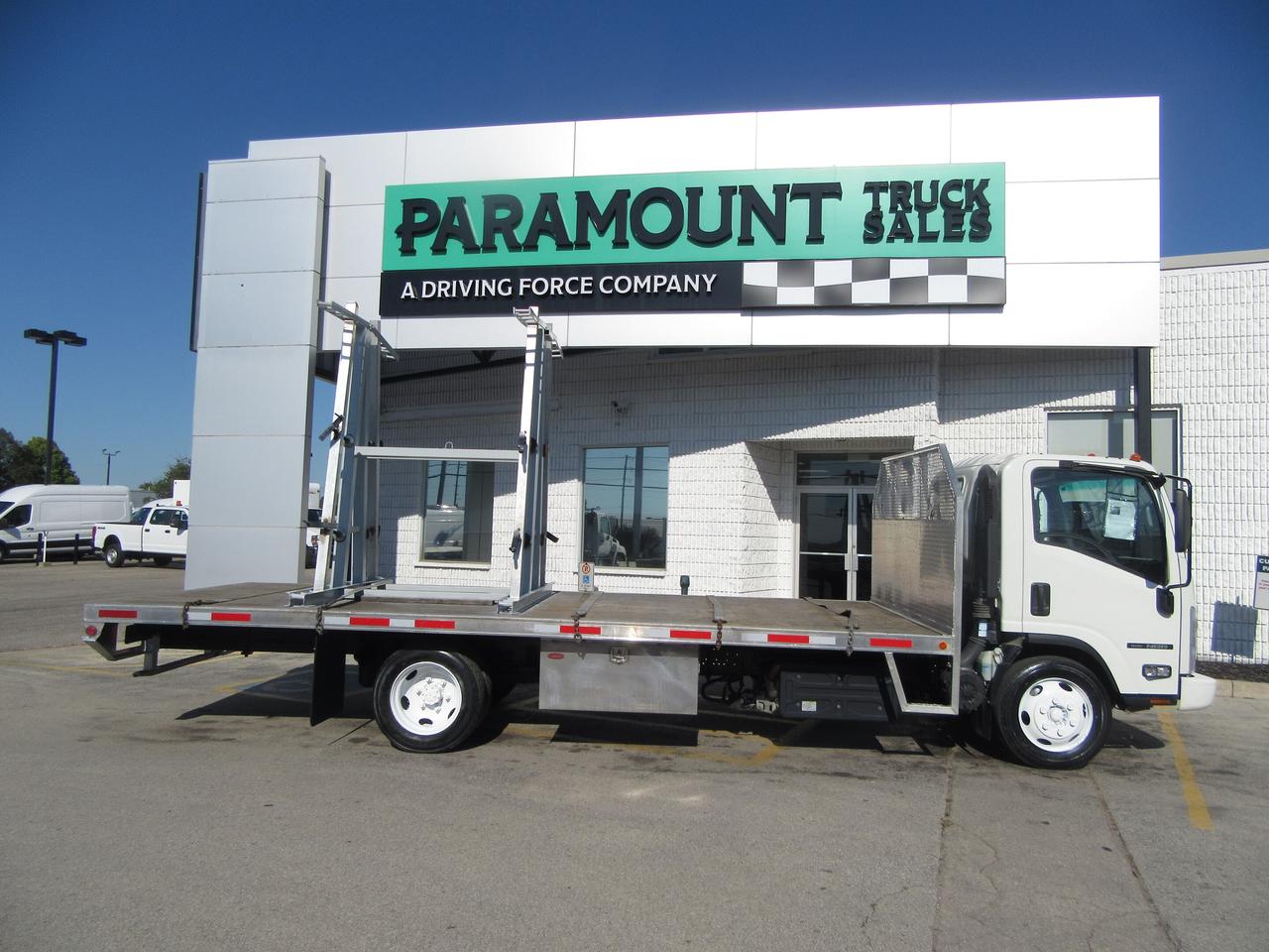 2020 Isuzu NRR DIESEL WITH 20 FT ALUMINUM FLAT DECK & SLAB RACK Photo