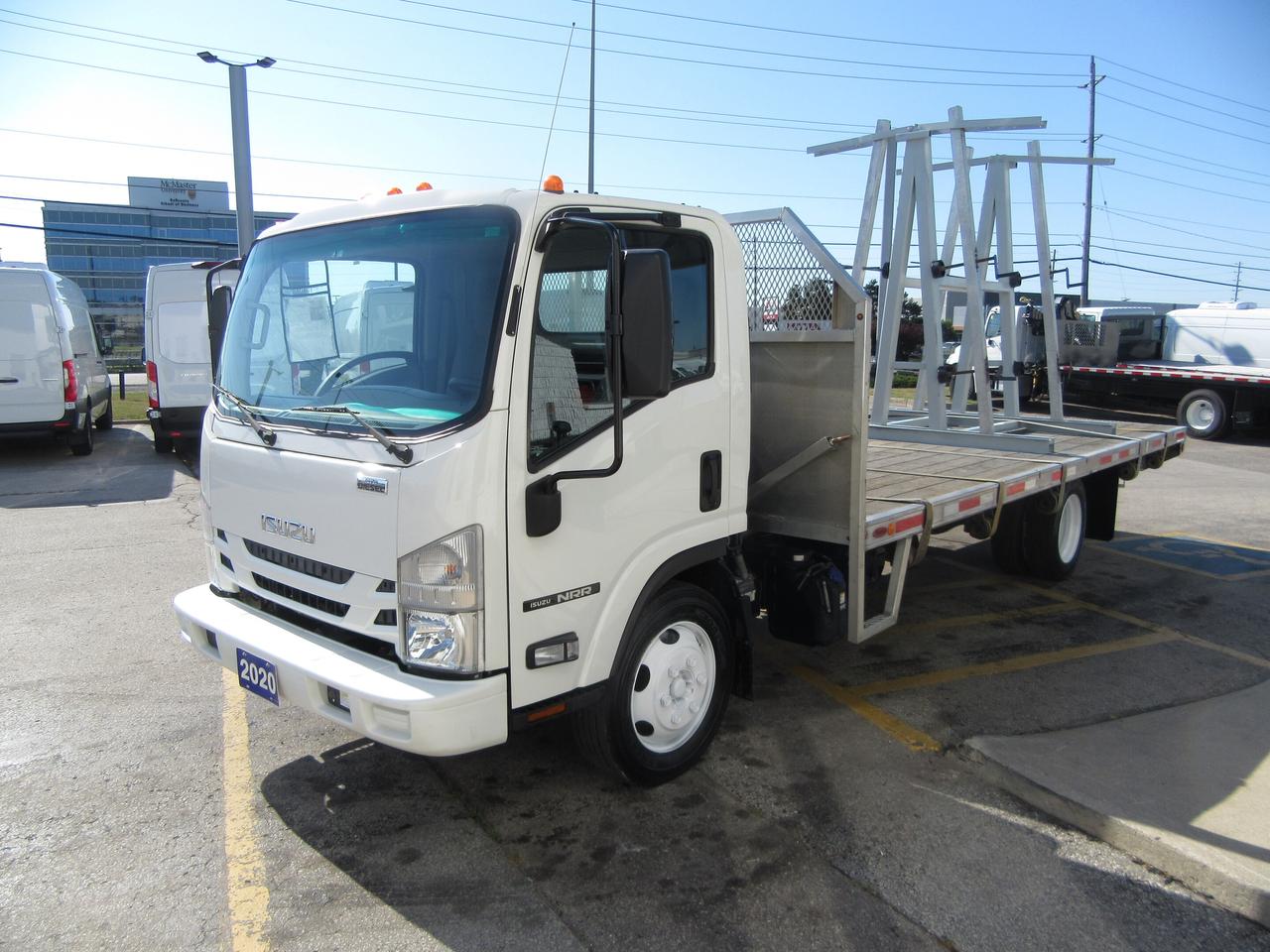 2020 Isuzu NRR DIESEL WITH 20 FT ALUMINUM FLAT DECK & SLAB RACK Photo