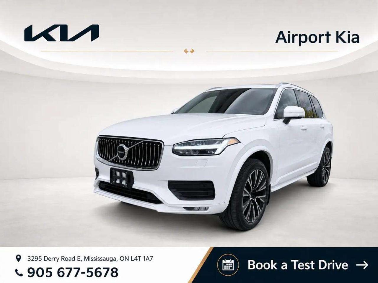 Odometer is 34176 kilometers below market average!<br>White 2022 Volvo XC90 T6 Momentum AWD<br>Automatic with Geartronic 2.0L I4 Turbocharged DOHC 16V LEV3-ULEV70 316hp AWD, Black Artificial Leather, 10 Speakers, Air Conditioning, AM/FM radio: SiriusXM, Automatic temperature control, Front dual zone A/C, Navigation System, Radio data system, Radio: High Performance Sound, Rear air conditioning, Rear dual zone A/C, Rear window defroster.<br><br>**ABOVE IS THE SPECIAL FINANCING PRICE, $1500 MORE FOR CASH PURCHASES** PLEASE CALL AHEAD TO CHECK AVAILABILITY** We believe in a haggle-free environment and provide our best price upfront. We compare our vehicles with competing inventory and adjust our prices daily. At Airport Kia, our team is dedicated to providing exceptional customer service and making your car buying and ownership experience as smooth and enjoyable as possible. From our knowledgeable sales associates who are always ready to help you find the perfect vehicle for your needs and budget, to our expert technicians who are committed to keeping your Kia running smoothly and efficiently, our team is here to meet all of your automotive needs and exceed your expectations. Were proud to be a family-owned dealership, and we treat every customer like family too. That means personalized service tailored to your needs, a warm and welcoming atmosphere, and a commitment to honesty, integrity, and transparency in all of our interactions. So when you choose Airport Kia, you can rest assured that youre in good hands with our team. Visit us today at 3295 Derry Road East, Mississauga, Ontario L4T 1A8 or give us a call at 905-677-5678 to experience the Airport Kia difference for yourself.<br><br><br>Airport Kia is proud to serve Toronto, Ottawa, Mississauga, Brampton, Hamilton, London, Markham, Vaughn, Kitchener, Richmond Hill, Burlington, Sudbury, Oshawa, Barrie, St. Catharines, Guelph, Cambridge, Kingston, Thunder Bay, Waterloo, Brantford, Pickering, Niagara Falls, Peterborough, Sault Ste. Marie, Sarnia, North Bay, Belleville, Timmins, Woodstock, St. Thomas, Stratford, Orillia, Owen Sound. Aurora, Milton, Oakville, Parry Sound, Whitby. Our used car may include: Mercedes-Benz, Sprinter, AMG, BMW, MINI, Jaguar, Land Rover, Chrysler, Dodge, Jeep, RAM, FIAT, Ford, Lincoln, Honda, Lexus, Toyota, Mazda, Chevrolet, Buick, GMC, and Corvette, With over 23 brands we look forward to serving all your automotive needs!