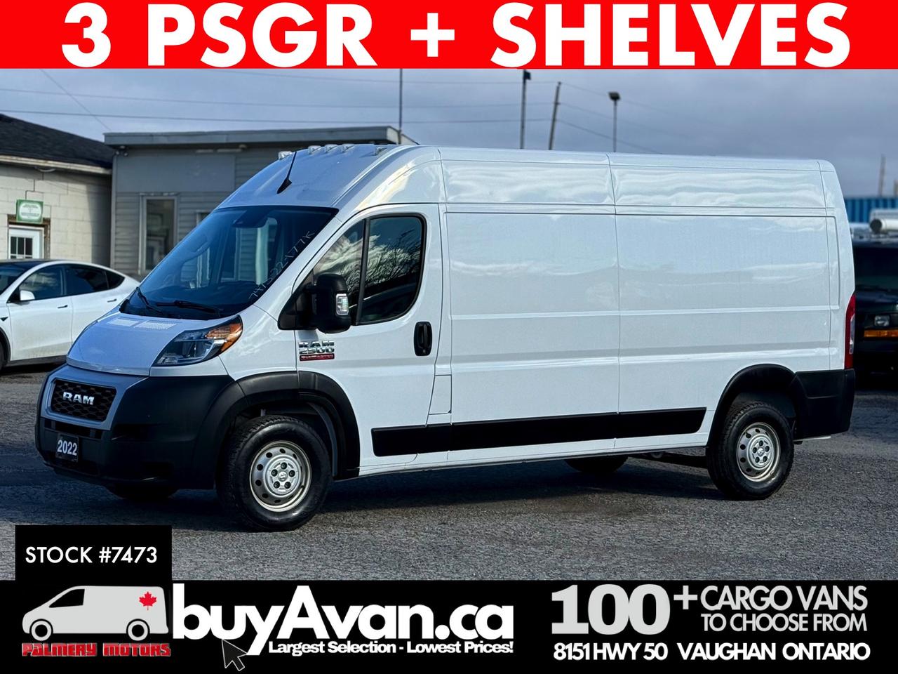 2022 RAM ProMaster Cargo Van 2500 159 HR Shelves+Divider 3 PSGR Photo0