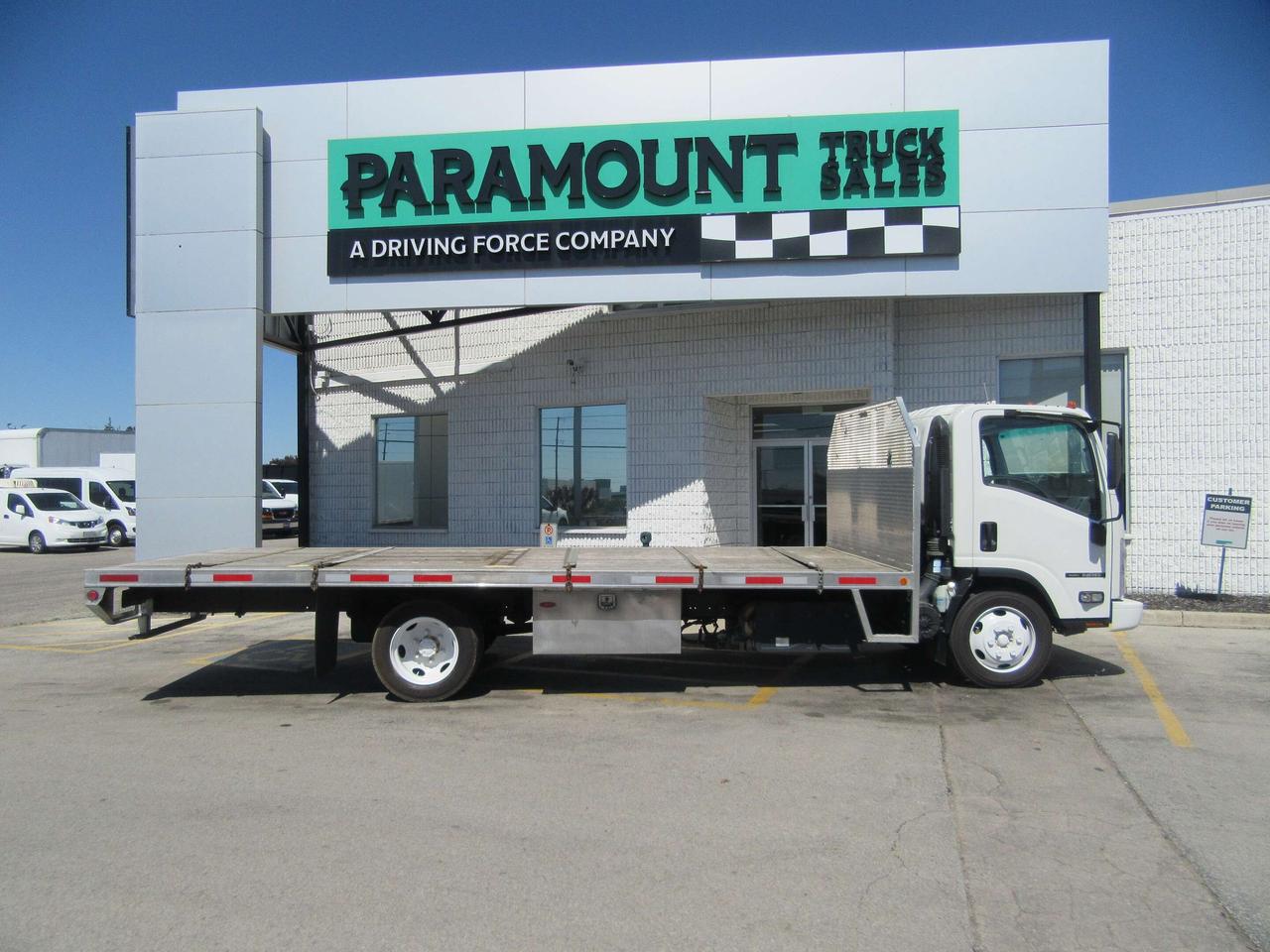 2020 Isuzu NRR DIESEL WITH 20 FT ALUMINUM FLAT DECK & SLAB RACK Photo5