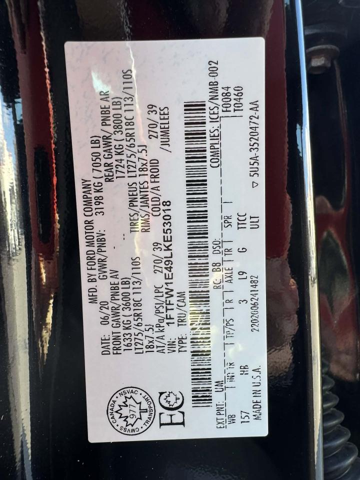 2020 Ford F-150 Lariat 4WD SuperCrew 5.5' Box Photo