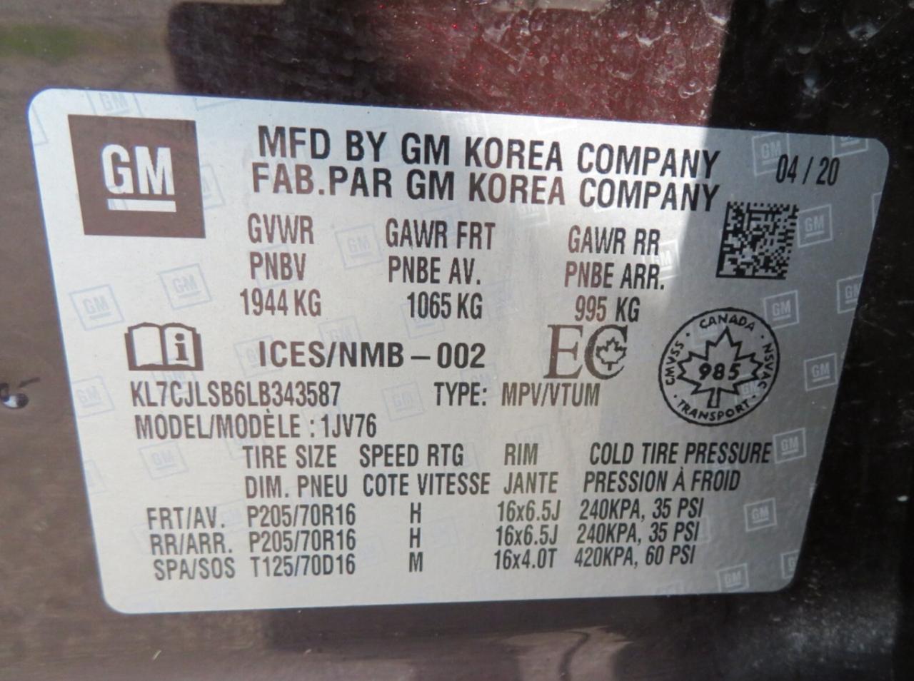 2020 Chevrolet Trax Fwd 4dr Lt Photo