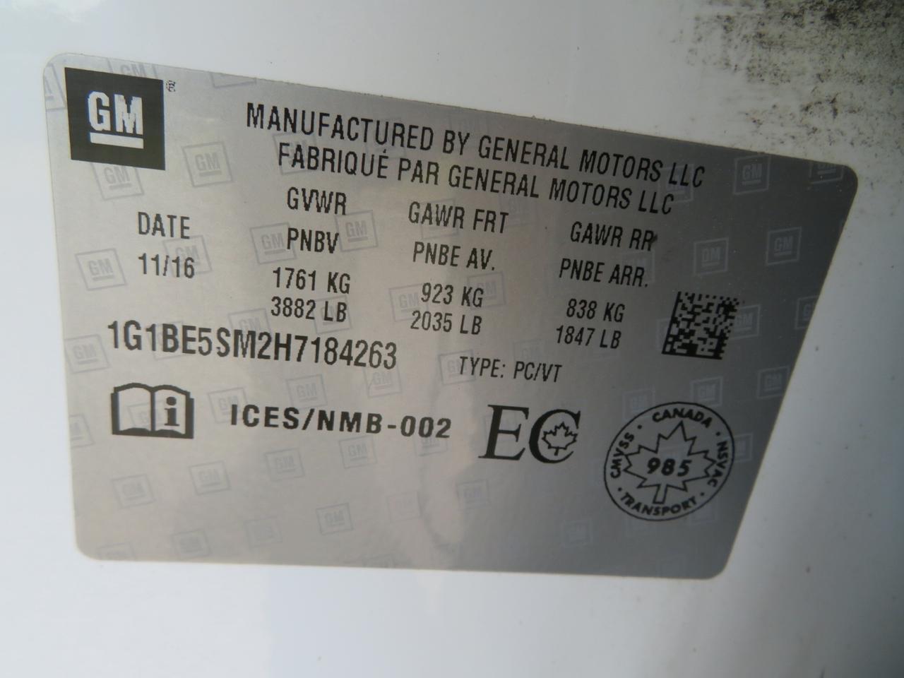 2017 Chevrolet Cruze 4dr Sdn 1.4L LT w/1SD Photo