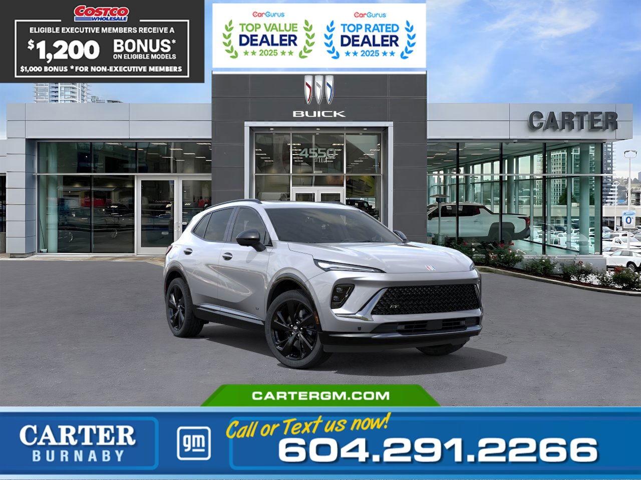 Exclusive savings are back for Costco members at Carter GM Burnaby! Combining Costco bonuses with eligible manufacturer incentives for exceptional value. Receive a $1,200 Executive Member Bonus or your $1,000 Non-Executive Member Bonus on select models, plus additional manufacturer incentives for which members may qualify.   Visit us today or contact our team to confirm eligibility and secure your Costco member savings while this limited time offer lasts!  Discover refined performance and advanced safety in the 2026 Buick Envision Sport Touring AWD. Powered by a responsive 2.0L Turbo engine, it pairs confidence with capability, including trailering provisions and Hill Descent Control. Inside, a stunning 30" diagonal LCD display anchors a premium cabin with heated front seats, an 8-way power driver seat, and a hands-free power liftgate with LED logo projection. Intelligent safety features surround you from every angle.  Come take it for a test drive today and experience all this stylish vehicle has to offer!  WHY CARTER GM BURNABY?  - An unrivalled vehicle purchasing experience! - Exceeding our loyal customers expectations since 1963 - 4.5 Google star rating with 2,300+ customer reviews) - CarGurus Top-Rated Dealer 2025 Award - CarGurus Top Value Dealer 2025 Award - Vehicle trades welcome! Best price guaranteed! - We provide upfront pricing, zero hidden fees, and 100% transparency - Fast approvals and 99% acceptance rates (no matter your current credit status!) - Multilingual staff (many languages spoken) - Comfortable non-pressured environment with in-store television, WIFI and a childrens play area! - In-store restaurant: fresh daily menu        Were here to help you drive the vehicle you want, the vehicle you deserve! QUESTIONS? GREAT! WEVE GOT ANSWERS! To speak with a friendly vehicle specialist - CALL NOW! The advertised price includes all standard dealer fees and any applicable manufacturer or dealer incentives. It does not include applicable taxes, licensing, insurance, or optional products or services. Dealer fees will be clearly broken out and itemized on the bill of sale, maximum total of fees $595.00. Prices are shown in Canadian dollars. While we make every effort to ensure accuracy, vehicle details, pricing, options, and availability are subject to change without notice. Please confirm all information with dealership sales management before purchase. Dealer Code: 81129