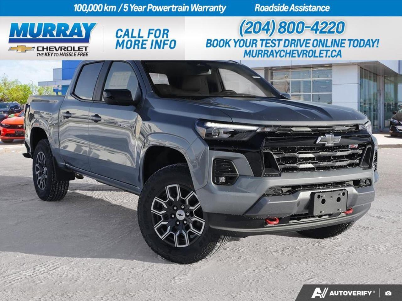 *Front Collision Warning* *Blind Spot Monitor* *Heated Front Seats*  Discover the epitome of rugged sophistication with the 2026 Chevrolet Colorado 4WD Z71, now available in Winnipeg. This Crew Cab Pickup is designed to conquer both city streets and off-road terrains with ease. Under the hood, youll find the powerful Turbocharged Gas I4 2.7L engine, delivering an impressive 310 horsepower and 430 lb-ft of torque. Paired with a smooth 8-speed automatic transmission, this truck ensures a responsive and dynamic driving experience.  Adorned in a sleek Sterling Grey Metallic, the Colorado features a striking exterior that&rsquo;s sure to turn heads. Inside, the Jet Black/Adrenaline Red cloth/EVOTEX seat trim offers a blend of comfort and style. Stay connected and entertained with the built-in WiFi Hotspot and Bluetooth Connection, while the premium sound system with Satellite Radio keeps your favorite tunes playing no matter where the road takes you. For added convenience, the remote engine start and keyless entry make every trip more seamless.  Safety is paramount in the Colorado, featuring advanced systems such as Lane Keeping Assist, Rear Parking Aid, and a comprehensive suite of airbags. The Tow Hitch and Four Wheel Drive capabilities ensure you&rsquo;re ready for any adventure, while the Automatic Highbeams and Fog Lamps enhance visibility in all conditions. Enjoy the perfect balance of power, comfort, and innovation with this exceptional vehicle.  Dealer Permit #1740