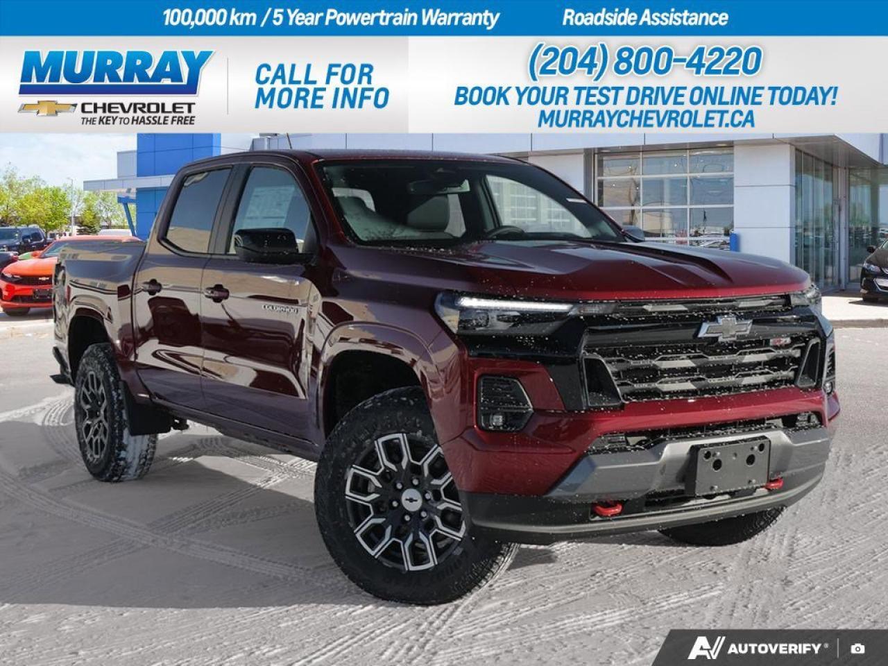 * ENGINE TURBOMAX (310 hp [231 kW] @ 5600 rpm 430 lb-ft of torque [583 Nm] @ 3000 rpm) * * TRANSMISSION 8-SPEED AUTOMATIC (STD) * * RADIANT RED TINTCOAT *  Experience the all-new 2026 Chevrolet Colorado 4WD Z71, a stunning Crew Cab Pickup that combines rugged performance with modern style. Nestled in the heart of Winnipeg, this vehicle is your perfect companion for both city streets and off-road adventures. The commanding presence of the *Turbocharged Gas I4 2.7L* engine, paired with an *8-Speed Automatic* transmission, ensures a seamless and exhilarating drive every time. The vibrant *Radiant Red Tintcoat* finish adds an extra touch of flair, making a bold statement wherever the road takes you.  Inside, the Colorado boasts a thoughtfully designed interior featuring Jet Black/Adrenaline Red cloth/EVOTEX seat trim, providing a comfortable and stylish environment for both driver and passengers. Stay safely connected with advanced technology such as Front Collision Mitigation, Lane Keeping Assist, and a Blind Spot Monitor, ensuring peace of mind on every journey. With additional conveniences like Remote Engine Start, Sliding Rear Window, and a WiFi Hotspot, this pickup is equipped to meet all your modern needs.  The 2026 Chevrolet Colorado 4WD Z71 is ready to take on any challenge with its Four Wheel Drive capability and durable aluminum wheels, making it an ideal choice for those who demand both power and precision. Visit Murray Chevrolet Winnipeg to experience the perfect blend of performance and luxury that this exceptional vehicle offers.  DisplayTrim: ENGINE TURBOMAX Dealer Permit #1740