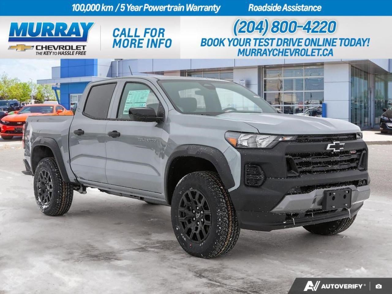 * ENGINE BLOCK HEATER * * STERLING GREY METALLIC * * JET BLACK CLOTH SEAT TRIM *  Discover the 2026 Chevrolet Colorado 4WD Trail Boss, a remarkable blend of style and performance perfect for Winnipeg drivers. Under the hood, youll find a powerful Turbocharged Gas I4 2.7L engine, delivering an impressive 310 hp and 430 lb-ft of torque. Combined with an 8-speed automatic transmission, this truck ensures smooth and responsive handling in all conditions.  The sleek Sterling Grey Metallic exterior complements the rugged design, while the Jet Black cloth seats provide comfort for every journey. Equipped with advanced safety features like Front Collision Mitigation, Blind Spot Monitor, and Lane Keeping Assist, this Colorado is designed to keep you and your passengers secure on the road.  Stay connected with Smart Device Integration and enjoy the convenience of Keyless Entry and Bluetooth Connection. Whether youre navigating city streets or exploring off-road trails, the Chevrolet Colorado 4WD Trail Boss offers the versatility and capability you need.  Dealer Permit #1740
