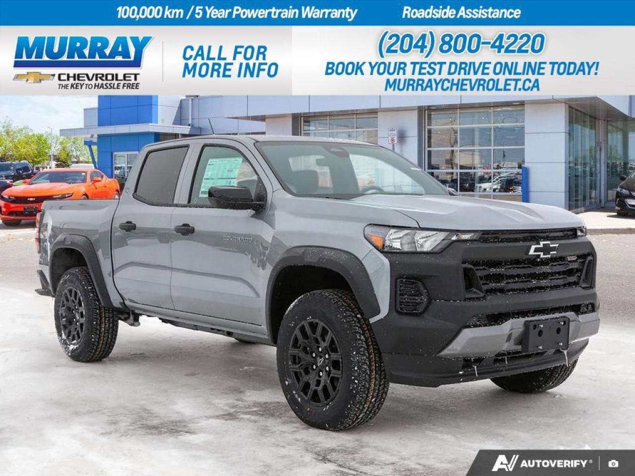 *ENGINE BLOCK HEATER* *STERLING GREY METALLIC* *JET BLACK EVOTEX SEAT TRIM*  Experience the epitome of power and style with the 2026 Chevrolet Colorado 4WD Trail Boss, now available in Winnipeg. This Crew Cab Pickup, with its remarkable Turbocharged Gas I4 2.7L engine, delivers an impressive 310 horsepower and 430 Nm of torque, ensuring an exhilarating drive every time. The 8-speed automatic transmission offers smooth and responsive handling, making this vehicle perfect for both urban commutes and rugged adventures.  The Colorado 4WD Trail Boss isn&rsquo;t just about power; it&rsquo;s designed for ultimate comfort and convenience. The Trail Boss Convenience Package II adds luxury to your drive with an 8-way power driver seat, heated front seats, and a heated steering wheel. Stay connected on the go with advanced technology features such as Adaptive Cruise Control, HD Surround Vision, and a Wireless Charging pad. The stylish Sterling Grey Metallic exterior paired with the Jet Black Evotex seat trim creates a sophisticated and modern look, ensuring you turn heads wherever you go.  Whether youre cruising through the streets or tackling off-road terrain, the Chevrolet Colorado 4WD Trail Boss is equipped with essential safety features like Front Collision Mitigation, Rear Pedestrian Alert, and Blind Spot Monitor to ensure peace of mind. With its bedliner spray-on complete with a Chevrolet logo, this pickup is as functional as it is sleek. Discover the perfect blend of performance, safety, and style with this outstanding vehicle.  Dealer Permit #1740