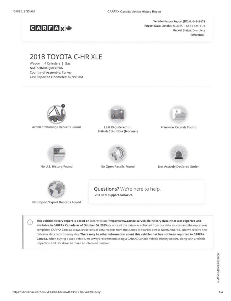 Used 2018 Toyota C-HR XLE for sale in Burnaby, BC