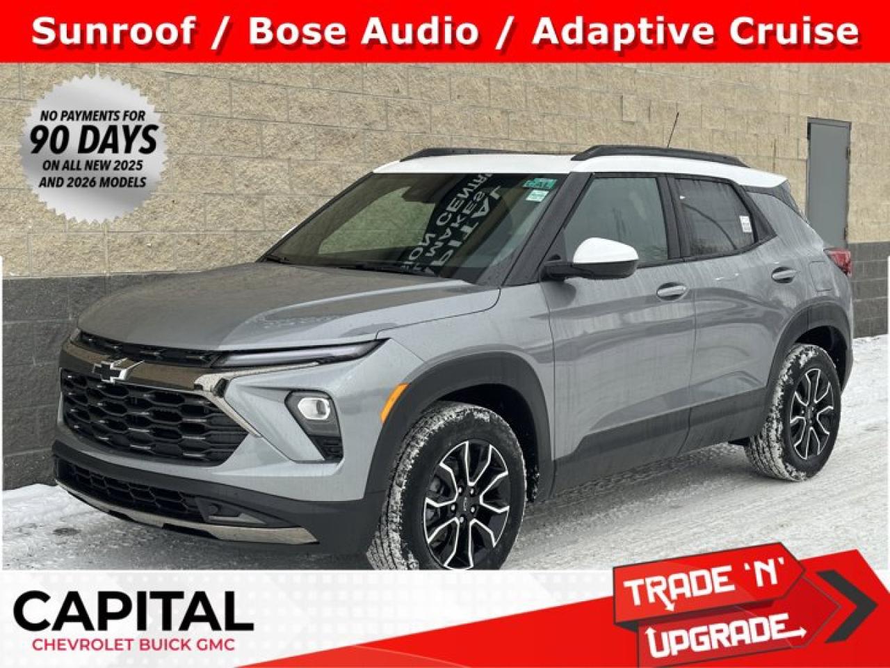 This Chevrolet Trailblazer delivers a Gas I3 1.3L/ engine powering this Automatic transmission. TRANSMISSION, 9-SPEED AUTOMATIC (STD), SUNROOF, POWER, DUAL-PANE, PANORAMIC, LPO, SPORT PEDAL KIT.*This Chevrolet Trailblazer Comes Equipped with These Options *ADAPTIVE CRUISE AND SOUND PACKAGE includes (UQA) Bose premium 7-speaker system and (KSG) Adaptive Cruise Control , LPO, ALL-WEATHER FLOOR LINERS, FRONT AND REAR, ENGINE, ECOTEC 1.3L I3 TURBO DOHC SIDI WITH VARIABLE VALVE TIMING (VVT) (155 hp [115 kW] @ 5600 rpm, 174 lb-ft torque [236 N-m] @ 1600 rpm) (STD), ENGINE BLOCK HEATER, ACTIV PREFERRED EQUIPMENT GROUP Includes Standard Equipment, 3 YEARS SIRIUSXM, Wireless Apple CarPlay/Wireless Android Auto, Wiper, rear intermittent, Windshield, solar absorbing, Windows, power with driver express-up/down and front passenger and rear express-down.* Stop By Today *Stop by Capital Chevrolet Buick GMC Inc. located at 13103 Lake Fraser Drive SE, Calgary, AB T2J 3H5 for a quick visit and a great vehicle!