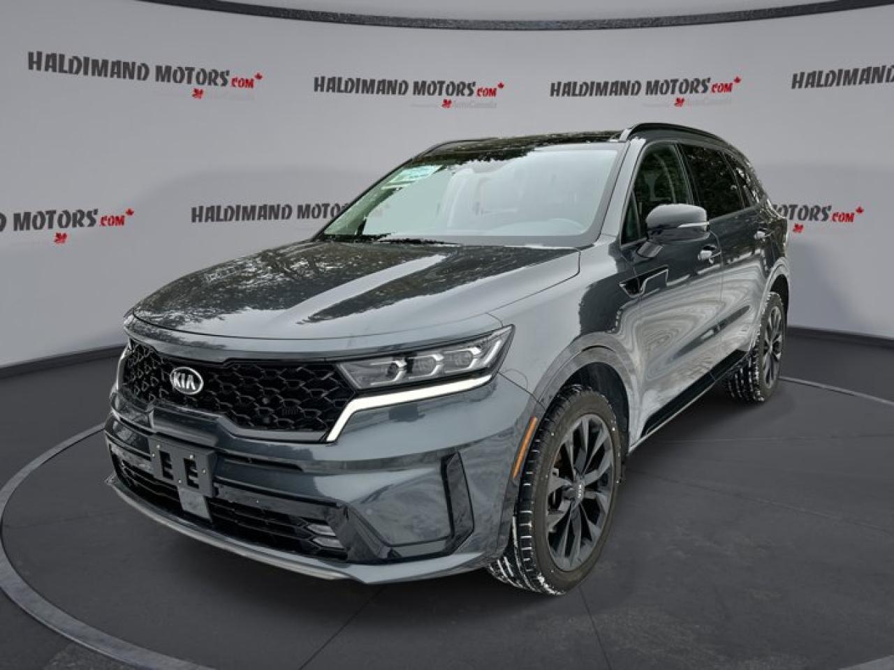 Power Passenger Seat, Power Hatch, Power Drivers Seat, Lane Departure, Heated Steering Wheel, Heated Seats - Front, Factory Remote Start, Blind Spot Monitoring. This Kia Sorento has a strong Turbo Gas 4cyl 2.5L engine powering this Automatic transmission.*Experience a Fully-Loaded Kia Sorento EX AWD | Panoramic Roof | Remote Start | Leather Seats *Apple Carplay, Android Auto, Adaptive Cruise, Transmission: 8-Speed Wet-Type DCT, Transmission w/Driver Selectable Mode and Sportmatic Sequential Shift Control w/Steering Wheel Controls, Tires: 255/45R20, Smart Power Liftgate Power Liftgate Rear Cargo Access, Restricted Driving Mode/Alerts, Remote Releases -Included: Smart Power Liftgate Proximity Cargo Access and Power Fuel, Rear HVAC, Rear Cross Collision Avoid Assist (RCCA), Radio: -included: 8 display audio, Bluetooth, 6 speakers, steering wheel audio controls, UVO Intelligence telematics and SiriusXM, Navigation (integrated), Forward Collision Avoidance Assist (FCA) Car/Ped, Engine: 2.5L Turbo GDI -included: Engine Auto Stop-Start Feature, Collision Mitigation-Front, Automatic Full-Time All-Wheel, 67 L Fuel Tank.*Stop By Today *Stop by Haldimand Motors Ltd. located at 42 Talbot St E, Cayuga, ON N0A 1E0 for a quick visit and a great vehicle!