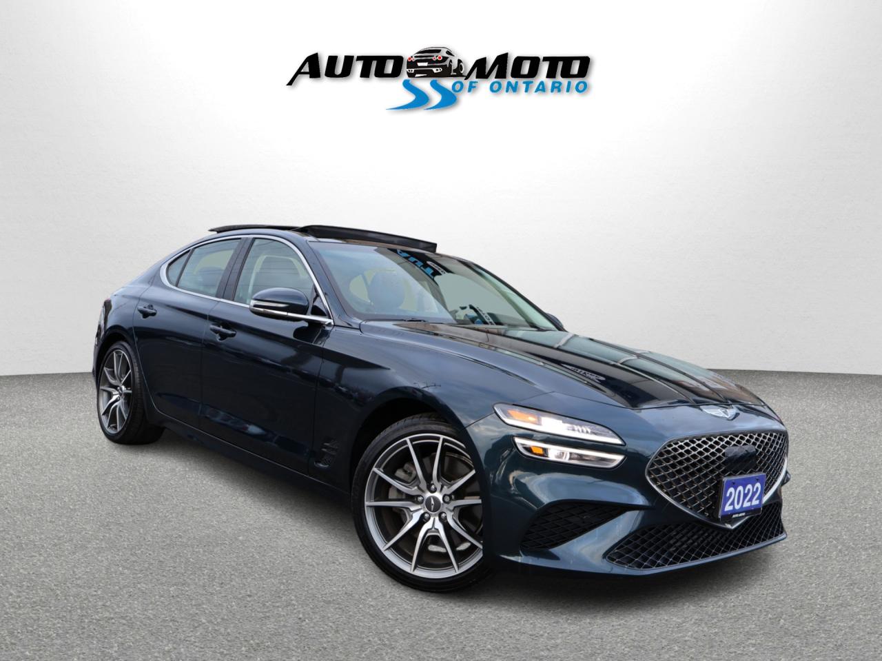 Used 2022 Genesis G70 3.3T ADVANCED AWD CERTIFIED *1 OWNER* CAMERA NAV BLUETOOTH LEATHER COOL/HEAT SEAT/STEERING SUNROOF CRUISE ALLOYS for sale in Burlington, ON