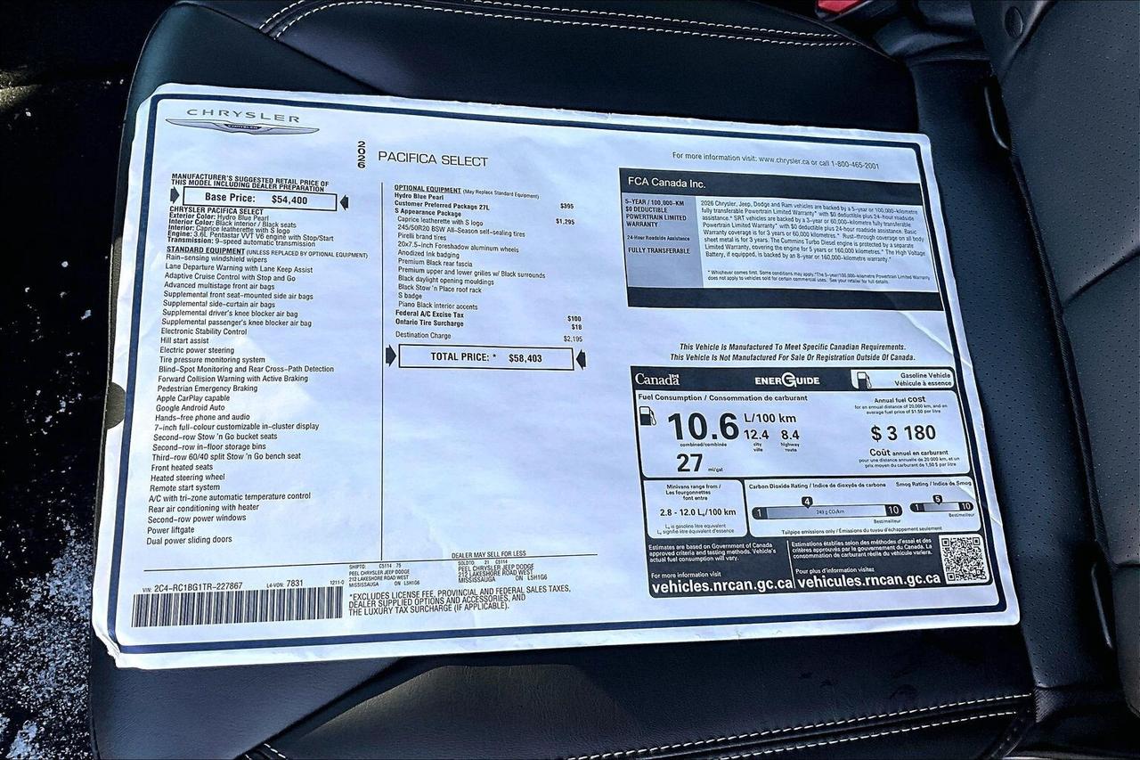 2026 Chrysler Pacifica Select S Appearance | Heated Leatherette | FWD Photo