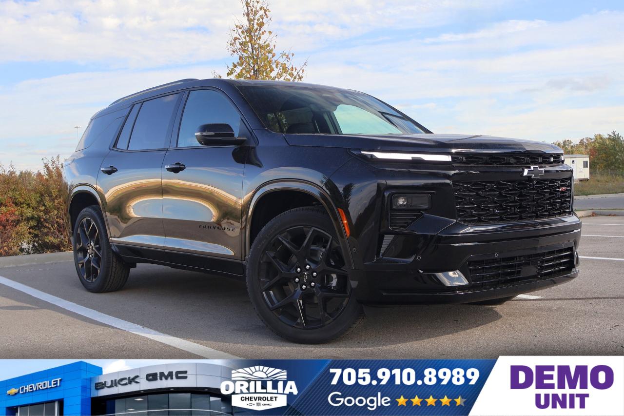 Excellent Fuel Economy | Premium Audio System | All-Wheel Drive | Keyless Entry | Parking Assist Sensors

The 2026 Chevrolet Traverse AWD RS arrives as a sophisticated and versatile three-row SUV, designed for those seeking a blend of comfort, technology, and performance tailored for Canadian roads. Clad in a bold black exterior, this 4-door model stands out with a commanding presence, thanks to its contemporary design and attention to detail that reflect Chevrolets commitment to refined aesthetics and everyday practicality. The Traverses confident stance is complemented by features such as privacy glass and auto-on/off headlamps, ensuring both visibility and style in all conditions, while the available options, including a power liftgate and remote trunk release, underscore its focus on convenience for families and adventure seekers alike.

Inside, the 2026 Traverse AWD RS balances premium materials with thoughtful technology. The cabin is finished in leather, offering a welcoming environment with bucket seats up front and a flexible second row. Memory seats and a heated steering wheel add a touch of luxury, while tri-zone climate control-with dedicated rear air and heat-ensures every passenger enjoys personalized comfort. Modern connectivity is assured with features such as AM/FM stereo, satellite radio, and premium audio, while wireless smartphone integration keeps drivers and passengers seamlessly connected on the go. Power windows and locks, plus available rain-sensing wipers and keyless entry, further enhance the ownership experience.

Safety and driver confidence are at the forefront, with the Traverse AWD RS offering a comprehensive suite of advanced features. Lane departure warning, adaptive cruise control, and reverse park assist with parking sensors are standard, helping drivers navigate challenging Canadian roads and tight city spaces with greater ease. Multiple airbags, including driver and passenger units, bolster occupant protection, while the all-wheel-drive system ensures dependable traction in varied weather conditions, from icy winters to rainy spring days. These technologies, combined with Chevrolets commitment to meeting Canadian motor vehicle safety standards, make this SUV a secure choice for families and commuters alike.

Under the hood, the 2026 Traverse AWD RS is motivated by a robust 2.5L inline-four gasoline engine, paired with a smooth-shifting automatic transmission. This powertrain delivers a balanced blend of fuel efficiency and responsive performance, whether navigating urban streets or heading into cottage country. The addition of a towing package expands the Traverses versatility, allowing families to bring along boats, trailers, or camping gear for weekend getaways. With its combination of comfort, technology, and capability, the 2026 Chevrolet Traverse AWD RS stands as a compelling choice for Canadians seeking a vehicle thats ready for every journey.

Specifications and Features of Interest
Leather-appointed interior with bucket and memory seating for premium comfort
Comprehensive safety suite including lane departure warning, adaptive cruise control, and multiple airbags
Tri-zone automatic climate control with rear air and heat for optimal passenger comfort
All-wheel drive and towing capability for all-season versatility and adventure readiness
Advanced technology with premium audio, satellite radio, and intuitive driver-assistance features  
Special Code: DEMO221