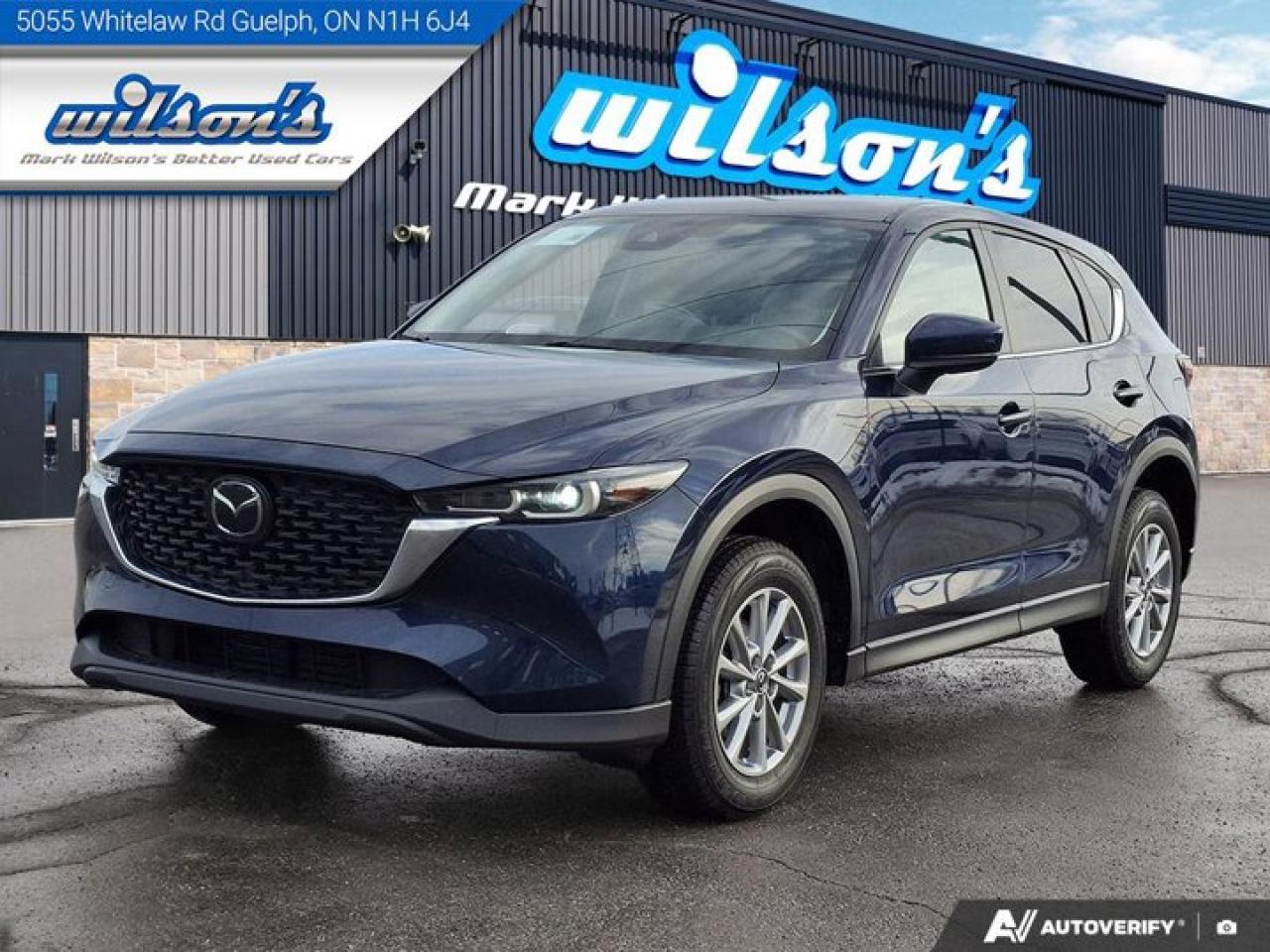 Come see this certified 2023 Mazda CX-5 GX AWD | Heated Seats | Adaptive Cruise | Blind Spot | CarPlay | Rear Cam | and More !. Its Automatic transmission and 2.5 L engine will keep you going. This Mazda CX-5 has the following options: Reverse Camera, Apple Car Play, Air Conditioning, Adaptive Cruise, Heated Seats, Tilt Steering Wheel, Steering Radio Controls, Power Windows, Power Locks, and Traction Control. Stop by and visit us at Mark Wilsons Better Used Cars, 5055 Whitelaw Road, Guelph, ON N1H 6J4.60+ years of World Class Service!500+ Live Market Priced VEHICLES! ONE MASSIVE LOCATION!Free Local Delivery Available!FINANCING! - Better than bank rates! 6 Months No Payments available on approved credit OAC. Zero Down Available. We have expert licensed credit specialists to secure the best possible rate for you and keep you on budget ! We are your financing broker, let us do all the leg work on your behalf! Click the RED Apply for Financing button to the right to get started or drop in today!BAD CREDIT APPROVED HERE! - You dont need perfect credit to get a vehicle loan at Mark Wilsons Better Used Cars! We have a dedicated licensed team of credit rebuilding experts on hand to help you get the car of your dreams!WE LOVE TRADE-INS! - Top dollar trade-in values!SELL us your car even if you dont buy ours! HISTORY: Free Carfax report included.Certification included! No shady fees for safety!EXTENDED WARRANTY: Available30 DAY WARRANTY INCLUDED: 30 Days, or 3,000 km (mechanical items only). No Claim Limit (abuse not covered)5 Day Exchange Privilege! *(Some conditions apply)CASH PRICES SHOWN: Excluding HST and Licensing Fees.2021-2026 vehicles may be daily rentals. Please inquire with your Salesperson.