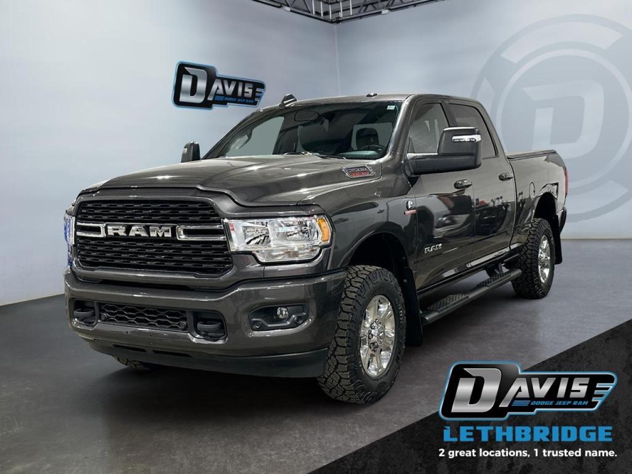 <b>Sport Appearance Pkg - 5th Wheel/Gooseneck Prep - Bucket Seats - Sunroof - Alpine Sound - Box Liner <br /> <br /></b><br /> Get the job done in comfort and style in this extremely capable Ram 2500 HD. This 2024 Ram 2500 is for sale today in Lethbridge. <br /> <br />Endlessly capable, this 2024 Ram 2500HD pulls out all the stops, and has the towing capacity that sets it apart from the competition. On top of its proven Ram toughness, this Ram 2500HD has an ultra-quiet cabin full of amazing tech features that help make your workday more enjoyable. Whether you're in the commercial sector or looking for serious recreational towing rig, this impressive 2500HD is ready for anything that you are. This sought after diesel Crew Cab 4X4 pickup has 46,385 km. Stock number 40818 is nice in colour. It has an Automatic transmission and is powered by a Cummins 370HP 6.7L Straight 6 Cylinder Engine. <br /> <br /> Our 2500's trim level is Big Horn. This Ram 2500 Big Horn comes with stylish aluminum wheels, a leather steering wheel, extremely capable class V towing equipment including a hitch, brake controller, wiring harness and trailer sway control, heavy-duty suspension, cargo box lighting, and a locking tailgate. Additional features include heated and power adjustable side mirrors, UCconnect 3, hands-free phone communication, push button start, cruise control, air conditioning, vinyl floor lining, and a rearview camera. This vehicle has been upgraded with the following features: Aluminum Wheels, Heavy Duty Suspension, Tow Package, Power Mirrors, Rear Camera.<br /> <br />To apply right now for financing use this link: <a href=https://www.bridgecitychrysler.com/pre-approval/ target=_blank rel=nofollow noopener noreferrer>https://www.bridgecitychrysler.com/pre-approval/</a><br /><br /> <br /><br />Locally Owned & Trusted for Over 35 Years  Bridge City Chrysler in Lethbridge, AB <br /><br /> At Bridge City Chrysler, weve proudly served the Lethbridge community for more than 35 years, offering an unparalleled car buying experience. Dont just take our word for itour Google reviews speak volumes about our commitment to exceptional service. <br /><br /> Delivery & At-Home Test Drives: Convenient options to suit your lifestyle. <br /><br /> Flexible Financing for Everyone: Get the vehicle you need with financing solutions tailored to your situation. <br /><br /> Full Mechanical Inspections & Professional Cleaning: Every vehicle is thoroughly inspected and cleaned before it hits our lot.<br /><br /> We take all makes and models on trade and offer competitive pricing with inventory that changes daily. Whether you're shopping for a Chrysler, Dodge, Jeep, RAM, or FIAT, our AMVIC Licensed dealership makes it easy to browse, buy, and drive away.<br /><br /> Located in Lethbridge, AB, we proudly serve customers in Fort Macleod, Taber, Claresholm, and Coaldale. Shop online or visit us today to experience the best in sales, service, and selection. Standard bank rates apply; taxes are additional.<br /><br /> Vehicle pricing offer shown expires 2026-01-31. <br /> Come by and check out our fleet of 80+ used cars and trucks and 130+ new cars and trucks for sale in Lethbridge. o~o