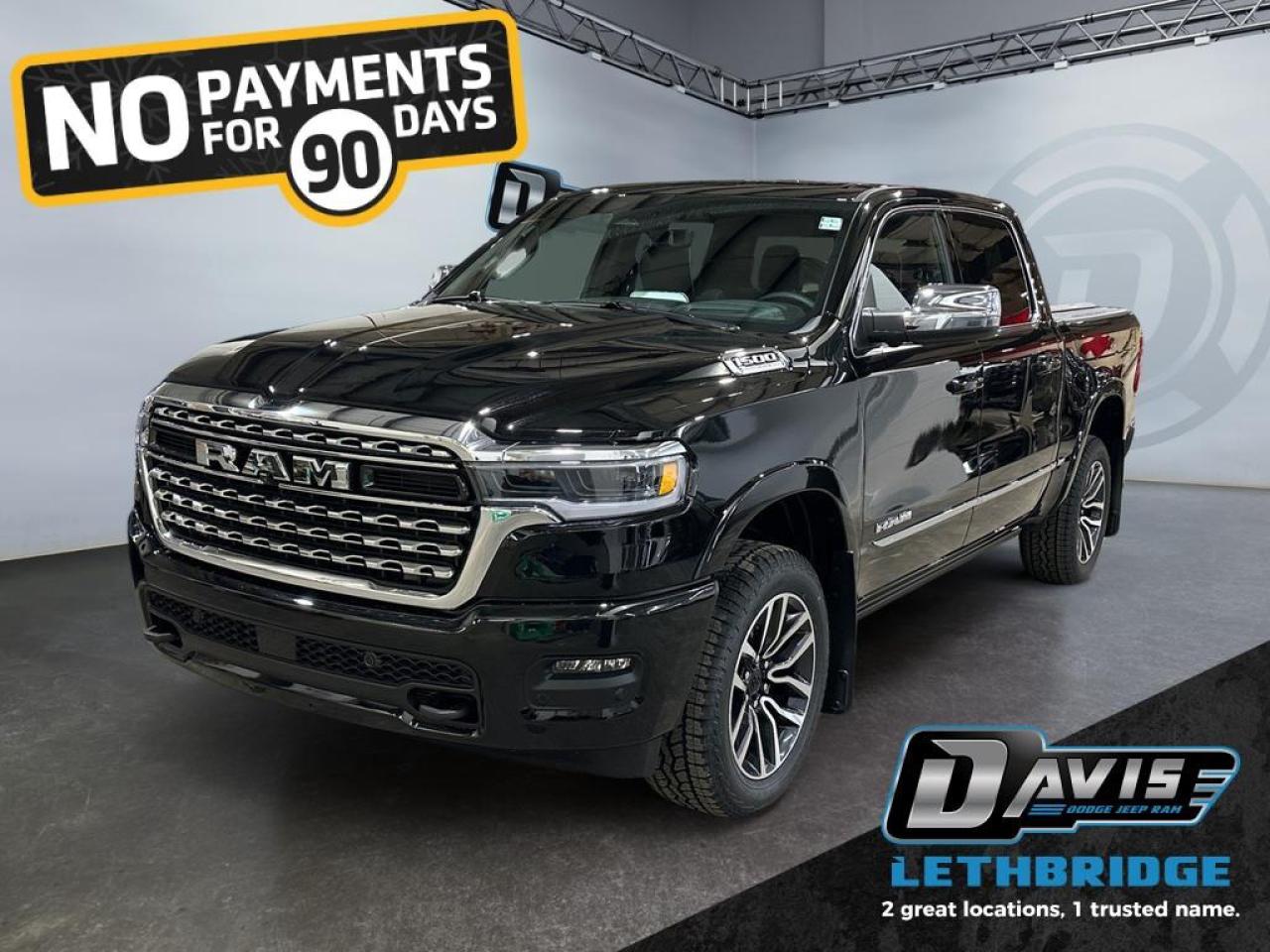 <b>Power Tailgate, Power Running Boards, 19 Speaker Harman/Kardon Premium Audio, Massage Seats, Heated and Cooled Seats!<br /> <br /></b><br /> <br /> <br />Elevate your driving experience with the 2026 Ram 1500 Limited in Diamond Black Crystal Pearl. This 4x4 Crew Cab features a 3.0L I6 Hurricane HO Twin-Turbo engine paired with an 8-speed automatic transmission, offering outstanding performance on and off the road. Built for capability, it includes air suspension, Class IV receiver hitch, off-road package, RAMBox cargo system, Mopar spray-in bedliner, bed utility group, heavy-duty shocks, and deployable bed step.<br /><br />Inside, enjoy premium quilted leather bucket seats, ventilated and heated front and rear seats, 8-way power adjustable driver and passenger seats with lumbar and memory functions, heated steering wheel, full-length premium floor console, and rear passenger interactive display. The Uconnect 5 NAV 14.4 touchscreen with Apple CarPlay, Android Auto, GPS navigation, HD radio, 19-speaker Harman Kardon audio, and 4G LTE Wi-Fi hotspot keeps you connected and entertained.<br /><br />Safety and driver assistance features include Adaptive Cruise Control with Stop & Go, Active Lane Management, Blind Spot & Cross Path Detection, Pedestrian Emergency Braking, Intersection Collision Assist, Traffic Sign Recognition, Evasive Steering Assist, and ParkSense Front/Rear Park Assist. Exterior highlights feature LED lighting, RAM chrome grille, body-color bumpers, power-deployable running boards, dual rear exhaust with bright tips, 20-inch premium polished wheels, off-road decals, and exterior mirrors with memory and approach lamps.<br /> <br />To apply right now for financing use this link: <a href=https://www.bridgecitychrysler.com/pre-approval/ target=_blank rel=nofollow noopener noreferrer>https://www.bridgecitychrysler.com/pre-approval/</a><br /><br /> <br /><br />As a premier Chrysler, Dodge, Jeep and RAM dealership, Bridge City Chrysler proudly offers an extensive selection of new and used vehicles to meet every drivers needs. Customers across Lethbridge, Fort Macleod, Taber, Claresholm, Coaldale, and beyond trust us for daily vehicle specials, certified service and parts, and a seamless online inventory experience. <br /><br /> With competitive financing options and expert support, we make car buying easy and enjoyable. <br /><br /> Ready to hit the road? Schedule your test drive today at Bridge City Chrysler, your trusted Chrysler, Dodge, Jeep and RAM dealer in Lethbridge, Alberta.<br /><br /> Vehicle pricing offer shown expires 2026-01-31. <br /> Come by and check out our fleet of 80+ used cars and trucks and 120+ new cars and trucks for sale in Lethbridge. o~o