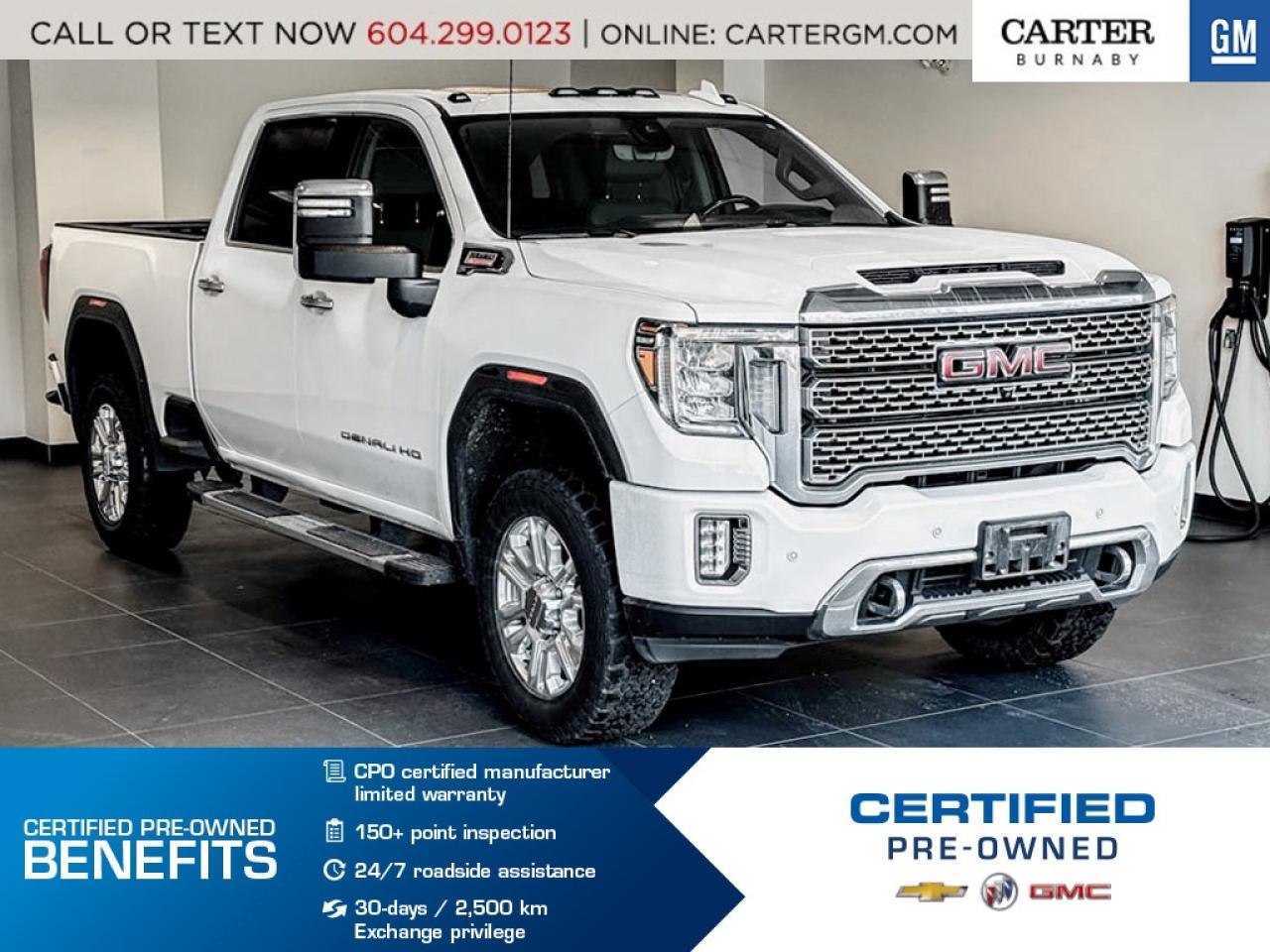 Discover unmatched strength and refinement in this 2022 Sierra 3500HD Denali 4WD, fully equipped for work and luxury. The X31 Off-Road Package, ProGrade Trailering System, integrated trailer brake controller, and HD Surround Vision make every haul confident and controlled. Enjoy premium comfort with 10-way power seats, a heated leather-wrapped steering wheel, dual-zone climate control, and a Bose 7-speaker system. With the MultiPro Tailgate, Bed View Camera, and advanced trailering tech, this truck is built to perform.

Come take it for a test drive today and experience all this stylish vehicle has to offer!

WHY CARTER GM BURNABY?

- An unrivalled vehicle purchasing experience!
- Exceeding our loyal customers expectations since 1963
- 4.5 Google star rating (with 2,175+ customer reviews)
- Cargurus Top-rated Dealer 2025 Award
- Cargurus Top Value Dealer 2025 Award
- Peace of mind - 150-point vehicle inspection
- CARFAX - full vehicle service history - purchase with confidence!
- Vehicle trades welcome! Best price guaranteed!
- We provide upfront pricing, zero hidden fees, and 100% transparency
- Fast approvals and 99% acceptance rates (no matter your current credit status!)
- Multilingual staff (many languages spoken)
- Comfortable non-pressured environment with in-store television, WIFI and a childrens play area!
- In-store restaurant: fresh daily menu





Were here to help you drive the vehicle you want, the vehicle you deserve!
QUESTIONS? GREAT! WEVE GOT ANSWERS!
To speak with a friendly vehicle specialist - CALL NOW!
(Doc. Fee: $495.00 Dealer Code: D5505)