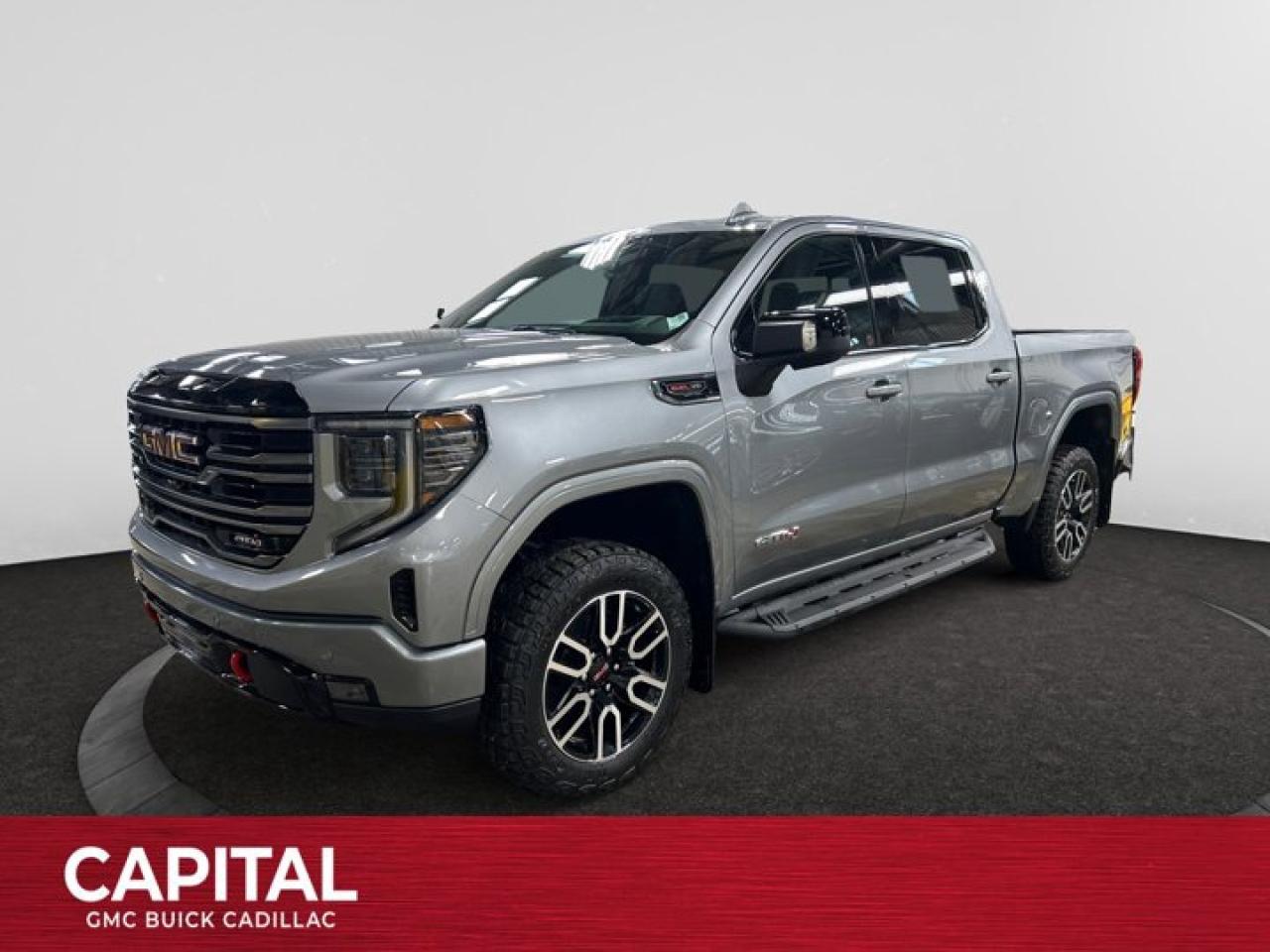This 2026 GMC Sierra 1500 in Sterling Metallic is equipped with 4WD and Gas V8 6.2L/376 engine.The Next Generation Sierra redefines what it means to drive a pickup. The redesigned for 2019 Sierra 1500 boasts all-new proportions with a larger cargo box and cabin. It also shaves weight over the 2018 model through the use of a lighter boxed steel frame and extensive use of aluminum in the hood, tailgate, and doors.To help improve the hitching and towing experience, the available ProGrade Trailering System combines intelligent technologies to offer an in-vehicle Trailering App, a companion to trailering features in the myGMC app and multiple high-definition camera views.GMC has altered the pickup landscape with groundbreaking innovation that includes features such as available Rear Camera Mirror and available Multicolour Heads-Up Display that puts key vehicle information low on the windshield. Innovative safety features such as HD Surround Vision and Lane Change Alert with Side Blind Zone alert will also help you feel confident and in control in the Next Generation Seirra.Key features of the Sierra AT4 include: 2-inch factory -installed suspension lift, Off-Road suspension with monotube shock absorbers, Distinct exterior design with black chrome accents, Exclusive athletic premium interior, Available mud terrain-rated Goodyear Wrangler DuraTrac tires, GMC MultiPro Tailgate, Available Head-Up Display with Off-Road Inclinometer, Available High Definition Surround Vision and standard TractionSelect System with available Off-Road mode, and Available 420 hp 6.2L V8 with all-new 10-speed automatic transmission.Check out this vehicles pictures, features, options and specs, and let us know if you have any questions. Helping find the perfect vehicle FOR YOU is our only priority.P.S...Sometimes texting is easier. Text (or call) 306-801-9090 for fast answers at your fingertips!Dealer License #914248Disclaimer: All prices are plus taxes & fees. See dealer for Details. Dealer Permit # 914248 See dealer for Details.