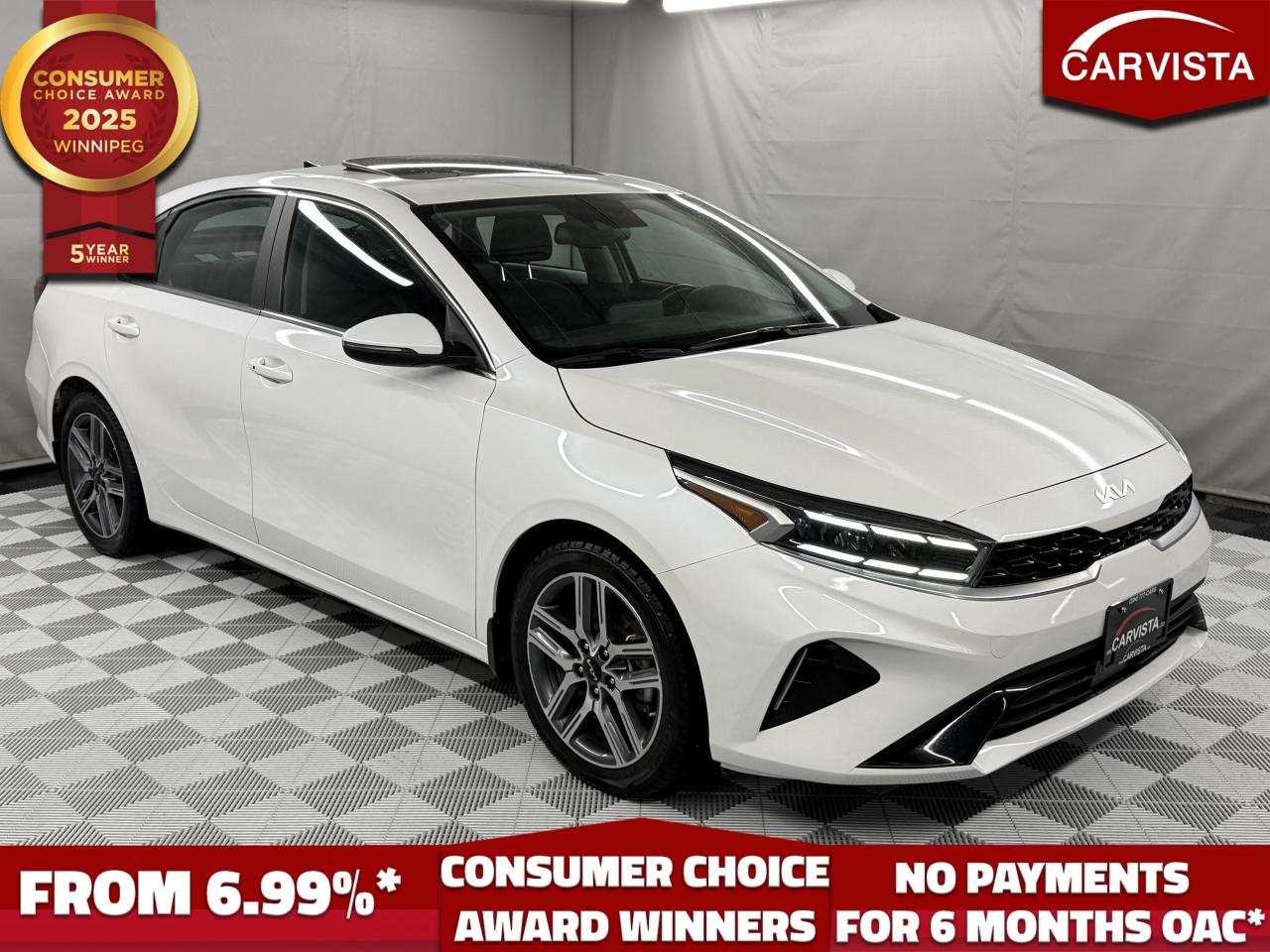 CONSECUTIVE COMSUMER CHOICE AWARD WINNERS!

5 years running, consecutive receivers of the prestigious Consumer Choice Award in 2021, 2022, 2023, 2024 and 2025! Low rate dealer arranged financing available! 
At Carvista we offer a unique buying experience, with no deceiving finance gimmicks and trades are welcome but not required! Carvista is a family operated business that has been in business for over 25 years, and has earned a A+ BBB Accreditation and outstanding consumer accolades. Offering 175 quality pre-owned vehicles, all are certified and Carfax verified, most with remaining factory warranty and a modern facility located on Winnipegs Regent Ave strip. We welcome you to visit us at 1201 Regent Ave W, at Carvista, and drive away in a like new vehicle for less. In many cases we can offer no payments for 6 months! Dont let your trade or credit stop you, we accept any kind, any time. CARVISTA.CA, "Where the deals are".
 Prices and payments exclude GST OR PST Carvista Inc. 
Dealer Permit # 1211, Category: Used Vehicle 
Please verify all ad details with a Carvista sales person, vehicle may not be exactly as shown.