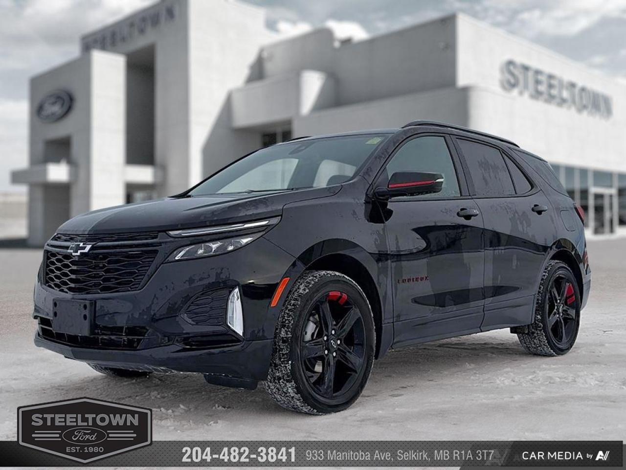 <b>Leather Seats,  Wireless Charging,  Heated Steering Wheel,  Power Liftgate,  Blind Spot Detection!</b><br> <br> We value your TIME, we wont waste it or your gas is on us!   We offer extended test drives and if you cant make it out to us we will come straight to you!<br><br><br> <br>With a composed chassis, a quiet cabin and a roomy back seat, the Chevy Equinox is a top choice in the competitive mid-sized SUV segment. This 2024 Chevrolet Equinox is for sale today in Selkirk. <br> <br>This extremely competent Chevy Equinox is a rewarding SUV that doubles down on versatility, practicality and all-round reliability. The dazzling exterior styling is sure to turn heads, while the well-equipped interior is put together with great quality, for a relaxing ride every time. This 2024 Equinox is sure to be loved by the whole family. This SUV has 52,499 km. Its Black in colour. It has an Automatic transmission and is powered by a 175HP 1.5L 4 Cylinder Engine. <br> <br> Our Equinoxs trim level is Premier. This Premier trim of the Equinox adds in perforated leather seats, mobile device wireless charging, a heated steering wheel, a power liftgate for rear cargo access, blind spot detection and dual-zone climate control, and is decked with great standard features such as front heated seats with lumbar support, remote engine start, air conditioning, remote keyless entry, and an upgraded 8-inch infotainment touchscreen with Apple CarPlay and Android Auto, along with active noise cancellation. Safety on the road is assured with automatic emergency braking, forward collision alert, lane keep assist with lane departure warning, front and rear park assist, and front pedestrian braking. This vehicle has been upgraded with the following features: Leather Seats, Wireless Charging, Heated Steering Wheel, Power Liftgate, Blind Spot Detection, Climate Control, Heated Seats.<br> <br>To apply right now for financing use this link: <a href=http://www.steeltownford.com/?https://CreditOnline.dealertrack.ca/Web/Default.aspx?Token=bf62ebad-31a4-49e3-93be-9b163c26b54c&La target=_blank>http://www.steeltownford.com/?https://CreditOnline.dealertrack.ca/Web/Default.aspx?Token=bf62ebad-31a4-49e3-93be-9b163c26b54c&La</a><br><br> <br/><br>Family owned and operated in Selkirk for 35 Years.  <br>Steeltown Ford is located just 20 minutes North of the Perimeter Hwy, with an onsite banking center that offers free consultations. <br>Ask about our special dealer rates available through all major banks and credit unions.<br><br><br>Steeltown Ford Protect Plus includes:<br>- Life Time Tire Warranty <br>Cars cost less in Selkirk <br><br>Dealer Permit # 1039<br><br><br> Come by and check out our fleet of 100+ used cars and trucks and 130+ new cars and trucks for sale in Selkirk.  o~o