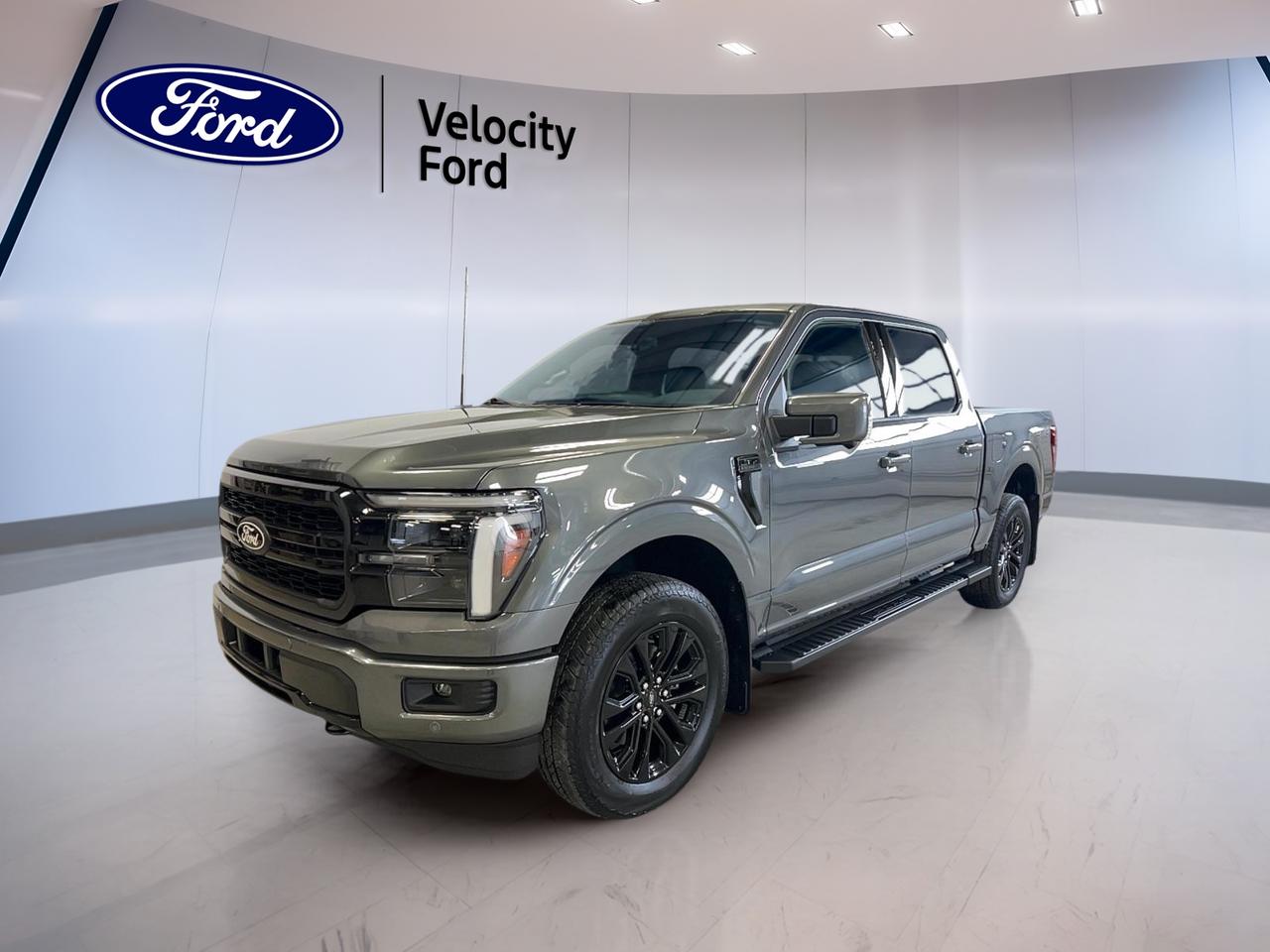 Discover the power and innovation of the brand new 2025 Ford F-150 LARIAT SuperCrew, now available at Velocity Ford in Moose Jaw. This grey, four-door truck is equipped with a 3.5-litre gas engine and automatic transmission, offering a seamless blend of capability and comfort. The black interior is designed for both durability and style, making every drive enjoyable.

TRUCK FEATURES
»» Towing capacity rated at 4,671 kg for heavy loads
»» Four-wheel drive (4WD) for enhanced off-road capability
»» Rear tow hook for added utility and versatility
»» Off-road tires designed for rugged terrain

FEATURES OF THE F-150 LARIAT SuperCrew 
»» Dual-zone automatic climate control for personalized comfort
»» Heated front seats for cold Canadian winters
»» Memory seats and mirrors for driver convenience
»» Ambient lighting package enhances cabin atmosphere

ADVANCED SAFETY FEATURES
»» Lane departure warning for added highway safety
»» Blind spot monitor to assist in lane changes
»» Side impact and head side airbags for all-around protection
»» Child safety locks for peace of mind

PERFORMANCE AND EFFICIENCY
»» 3.5-litre gas engine delivers robust performance
»» Automatic transmission with dual shift mode
»» Stability control and anti-lock braking system (ABS)
»» Tire pressure monitoring for optimal efficiency

COMFORT AND CONVENIENCE
»» Power steering and adjustable steering wheel
»» Memory drivers seat and lumbar support for both front seats
»» Cruise control for relaxed highway driving
»» Retractable and heated mirrors for all weather conditions

TECHNOLOGY AND CONNECTIVITY
»» Navigation system (GPS) for easy route planning
»» WiFi hotspot keeps you connected on the go
»» Bluetooth integration and HD radio for entertainment
»» Steering wheel audio controls for safe operation

CARGO SPACE
»» Rear trunk access for easy loading and unloading
»» Spacious truck bed for large cargo
»» Spare tire included for roadside emergencies
»» Steps for convenient bed access

WHAT OTHER OWNERS LIKE
»» Smooth, powerful ride with excellent towing capacity
»» Advanced safety technologies for confident driving
»» Comfortable, well-appointed interior with modern features
»» User-friendly infotainment and connectivity options

This 2025 Ford F-150 LARIAT SuperCrews VIN is: 1FTFW5L86SFB96405.