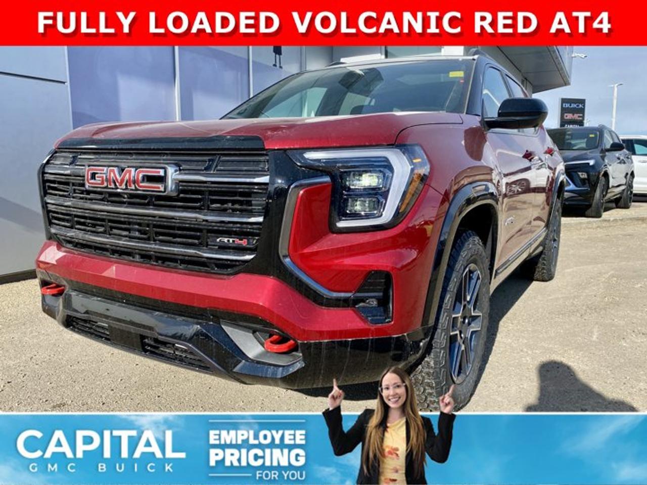 Take a look at the NEW 2026 GMC Terrain AT4... Fully equipped with all the options like BLACK TOP Package, Convenience Package III, Technology Package II, Heated and Cooled Seats, Heated Steering, Heated Rear Seats, Rear Streaming Camera Mirror, 360 CAM, Heated Wiper Park, Wireless Charger, Trailering Package and so much more... Dont wait CALL NOWAsk for the Internet Department for more information or book your test drive today! Text 587-400-9276 for fast answers at your fingertips!AMVIC Licensed Dealer - Licence Number B1044900