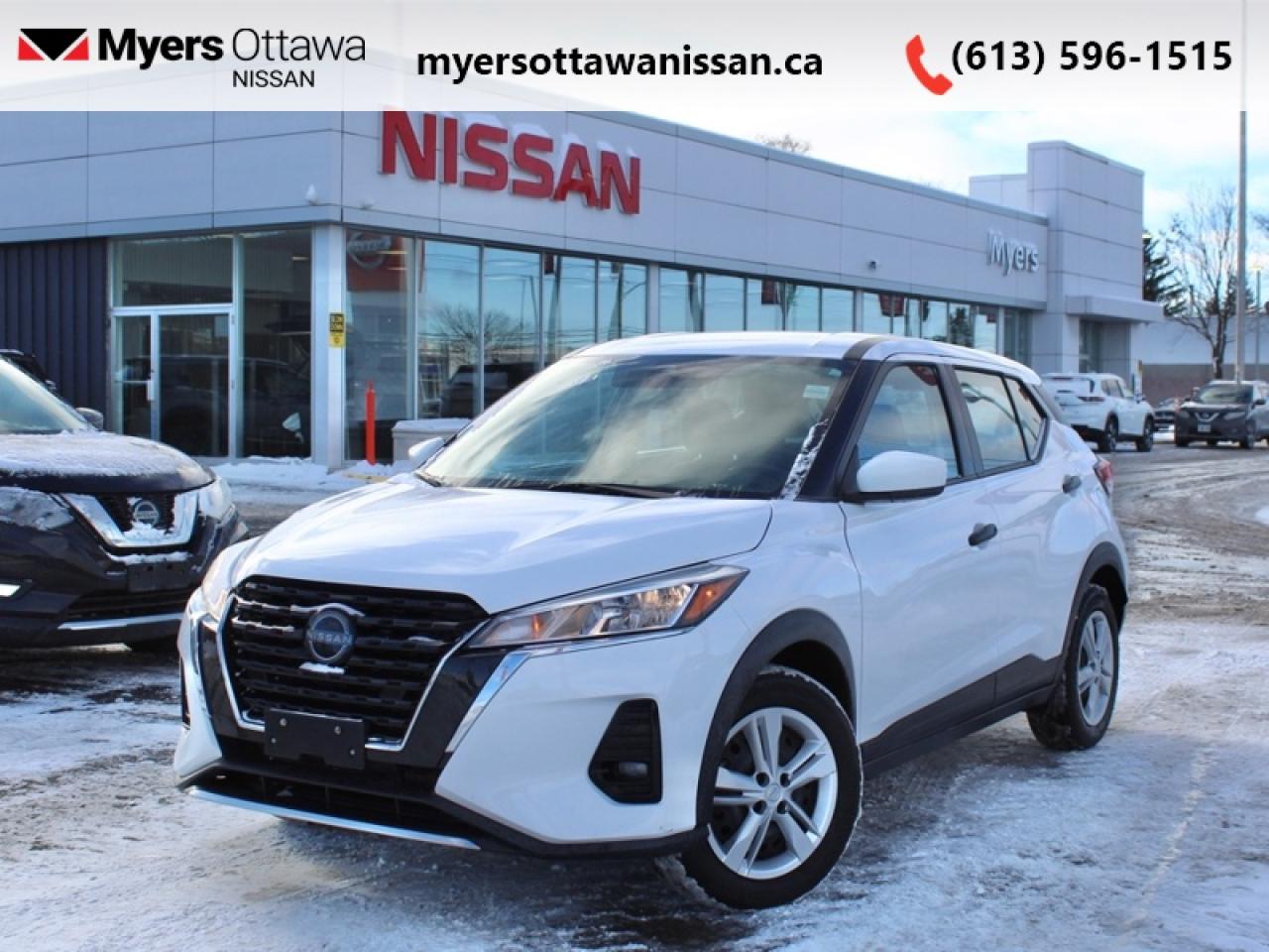 <b>Low Mileage, Apple CarPlay,  Android Auto,  Lane Departure Warning,  Blind Spot Detection,  Rear Park Assist!</b><br> <br>  Compare at $22995 - Our Price is just $19788! <br> <br>Make the most of every day with the versatile, spirited, and efficient 2024 Kicks. This 2024 Nissan Kicks is for sale today in Ottawa. <br> <br>This Kicks did not take any shortcuts, but it is offering you a shortcut to possibility. Make the most of every day with intelligent features that help you express your personal style and feel your playlist with the incredible infotainment system. It really is time you put you first, and this 2024 Kicks is here for it. This low mileage SUV has just 27,312 km. Its Fresh Powder in colour and is completely accident free based on the <a href=https://vhr.carfax.ca/?id=kRag8Ev1+1PhQjnYBR1l1LayL5AJQaKg target=_blank>CARFAX Report</a>. It has an Automatic transmission and is powered by a 122HP 1.6L 4 Cylinder Engine. <br> <br> Our Kickss trim level is S. This Kicks S offers a ton of style and is built to your beat, featuring touchscreen infotainment with Apple CarPlay, Android Auto, Bluetooth, and Siri Eyes Free. The spirited performance is further enhanced with advanced safety features like emergency braking, lane departure warning, high beam assist, blind spot detection, rear parking sensors, and a rearview camera. This vehicle has been upgraded with the following features: Apple CarPlay, Android Auto, Lane Departure Warning, Blind Spot Detection, Rear Park Assist, Rear Camera, Front Pedestrian Braking.<br> <br>To apply right now for financing use this link: <a href=https://www.myersottawanissan.ca/finance target=_blank>https://www.myersottawanissan.ca/finance</a><br><br> <br/><br>Get the amazing benefits of a Nissan Certified Pre-Owned vehicle!!! Save thousands of dollars and get a pre-owned vehicle that has factory warranty, 24 hour roadside assistance and rates as low as 0.9%!!! <br>*LIFETIME ENGINE TRANSMISSION WARRANTY NOT AVAILABLE ON VEHICLES WITH KMS EXCEEDING 140,000KM, VEHICLES 8 YEARS & OLDER, OR HIGHLINE BRAND VEHICLE(eg. BMW, INFINITI. CADILLAC, LEXUS...)<br> Come by and check out our fleet of 30+ used cars and trucks and 60+ new cars and trucks for sale in Ottawa.  o~o