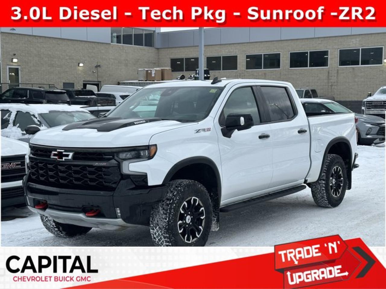 Recent Arrival!Ask for the Internet Department for more information or book your test drive today! Call 403-256-4960 for fast answers at your fingertips! Disclaimer: All prices are plus taxes. See dealer for details. AMVIC Licensed Dealer # B2020028.2024 Silverado 1500 10-Speed Automatic 4WD Silverado 1500 ZR2, 3.0L I6, 4WD, 15 Diagonal Multicolour Head-Up Display, Adaptive Cruise Control, Heated front seats, Power Sunroof, Power Tilt & Telescoping Steering Column, Premium Bose 7-Speaker Sound System, Rear Camera Mirror, Technology Package, Ventilated front seats, Wheels: 18 x 8.5 Aluminum Machined Face.