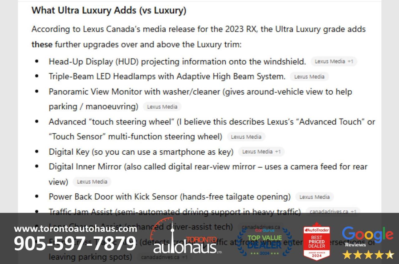 2023 Lexus RX 350H ULTRA LUXURY I NO ACCIDENTS Photo