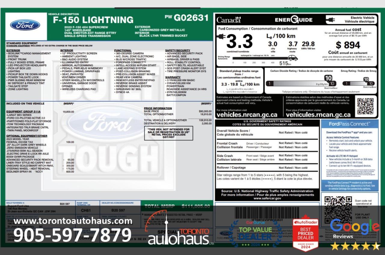 2023 Ford F-150 Lightning LARIAT Extended Battery I LONG RANGE I 4X4 Photo