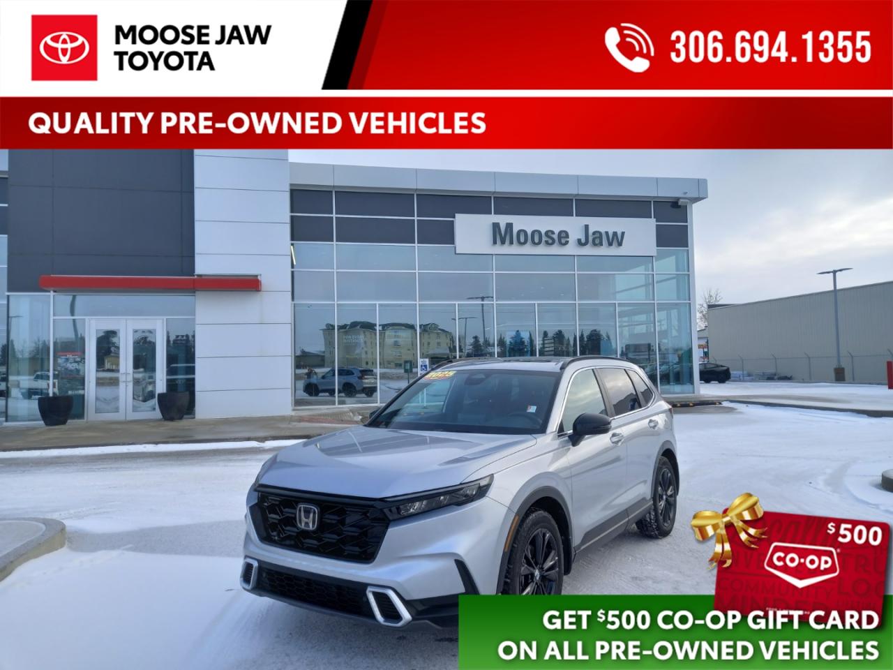 Used 2025 Honda CR-V Hybrid Top-tier efficiency meets premium comfort. This low-mileage 2025 CR-V Hybrid Touring delivers exceptional fuel economy, advanced tech, and upscale features in a sleek, modern SUV. for sale in Moose Jaw, SK