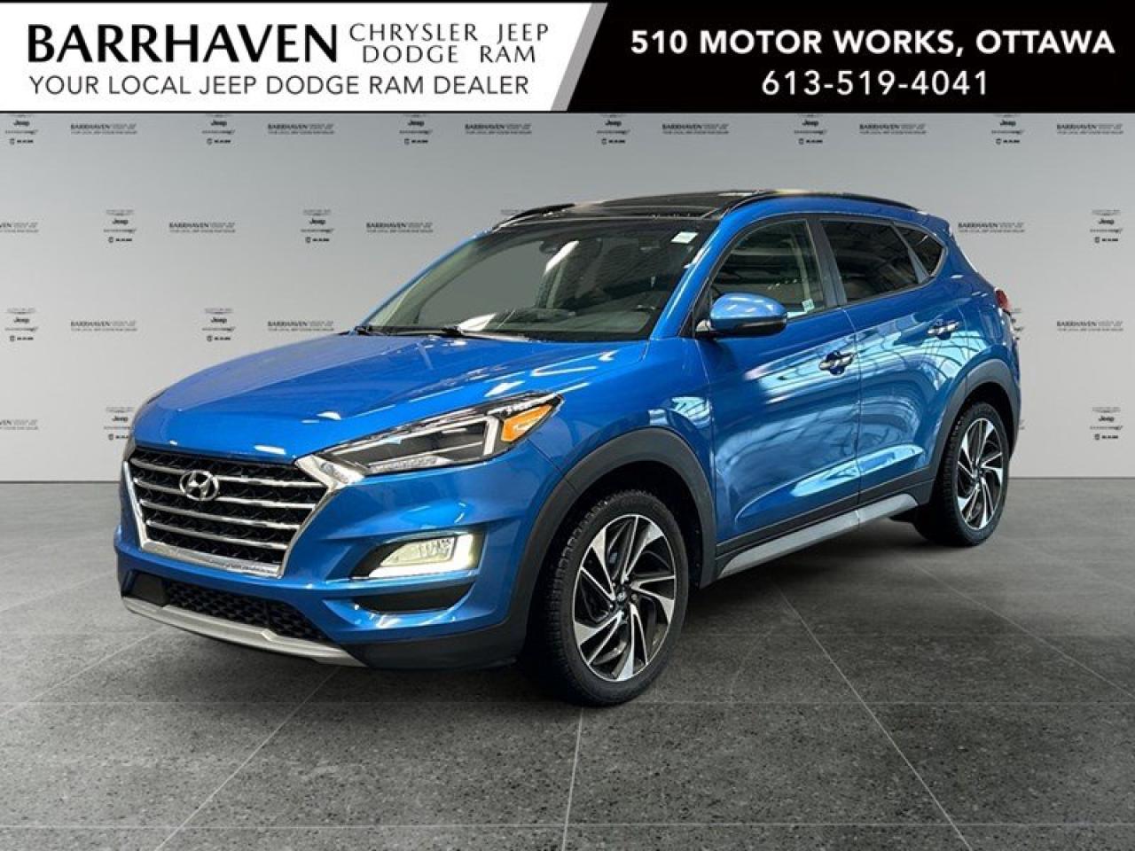 The 2021 Hyundai Tucson Ultimate AWD is presented in a stunning Blue finish, combining style with the confidence of all-wheel drive. It offers responsive handling and a smooth ride, making it ideal for varied terrains. On the exterior, sleek lines and alloy wheels enhance its aggressive stance. The panoramic sunroof/moonroof fills the cabin with natural light, further enhancing its modern look. Inside, the vehicle boasts luxurious leather seats which are both heated and cooled, ensuring comfort in any climate. The interior trim features leatherette inserts, adding an upscale touch. Tech enthusiasts will appreciate the advanced navigation system and smart device integration with Bluetooth connectivity. Stay protected with cutting-edge safety technology, including a backup camera, brake assist, and parking sensors, alongside lane assist and adaptive cruise control for an enhanced driving experience. If youre seeking a versatile SUV that blends luxury with practicality, the 2021 Tucson Ultimate AWD is perfect for you. Feel the elegance and power with every drive. Contact our dealership today to schedule a test drive or to learn more about this incredible vehicle.