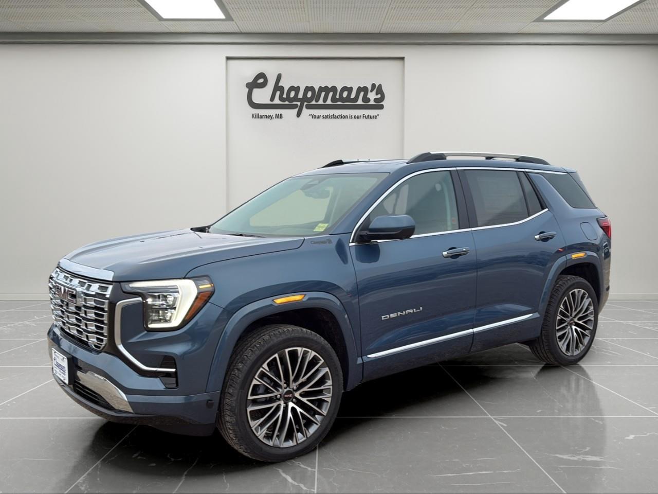 <p>The <strong>2026 GMC Terrain Denali AWD</strong> delivers upscale design, cutting-edge technology, and confident all-wheel-drive capability in a refined compact SUV. Finished in striking <strong>Downpour Metallic</strong> with a sophisticated <strong>After Dark leather interior</strong>, this Denali represents the most luxurious and well-equipped Terrain available.</p><p>Power comes from a smooth and efficient <strong>1.5L Turbo DOHC engine</strong> paired with an <strong>8-speed automatic transmission</strong>, offering responsive performance and excellent everyday drivability. With AWD capability and a refined suspension, the Terrain Denali is well suited for commuting, road trips, and Manitobas changing road conditions.</p><h2><strong>Performance & Capability</strong></h2><ul><li><p><strong>1.5L Turbo DOHC Engine with Variable Valve Timing</strong></p></li><li><p><strong>8-Speed Automatic Transmission</strong></p></li><li><p><strong>All-Wheel Drive</strong> for confident year-round traction</p></li><li><p><strong>Trailer Hitch with Provisions</strong></p></li><li><p><strong>17" Steel Spare Wheel</strong></p></li><li><p><strong>Engine Block Heater</strong></p></li></ul><h2><strong>Denali Interior Luxury</strong></h2><p>A premium cabin designed for comfort and quiet refinement:</p><ul><li><p><strong>Heated & Ventilated Front Bucket Seats</strong> with perforated leather</p></li><li><p><strong>Heated Rear Outboard Seats</strong></p></li><li><p><strong>Heated Steering Wheel</strong></p></li><li><p><strong>8-Way Power Driver & Passenger Seats with Lumbar Support</strong></p></li><li><p><strong>Memory Package for Driver Seat & Outside Mirrors</strong></p></li><li><p><strong>Dual-Zone Automatic Climate Control</strong></p></li><li><p><strong>Rear Camera Mirror with Washer</strong></p></li><li><p><strong>Universal Home Remote</strong></p></li><li><p><strong>Wireless Charging</strong></p></li><li><p><strong>Active Noise Cancellation</strong></p></li></ul><h2><strong>Advanced Technology & Connectivity</strong></h2><p>A modern, digital cockpit built to impress:</p><ul><li><p><strong>Massive 15" GMC Premium Infotainment Display</strong> with Google Built-In</p></li><li><p><strong>Wireless Apple CarPlay & Android Auto</strong></p></li><li><p><strong>11" Digital Driver Information Centre</strong></p></li><li><p><strong>Bose-quality premium sound experience</strong></p></li><li><p><strong>Remote Vehicle Start & Keyless Open/Start</strong></p></li><li><p><strong>SiriusXM Audio (Trial Included)</strong></p></li><li><p><strong>OnStar Basics (Up to 8 Years)</strong></p></li></ul><h2><strong>Safety & Driver Assistance</strong></h2><p>The Terrain Denali includes one of the most comprehensive safety suites in its class:</p><ul><li><p><strong>Adaptive Cruise Control</strong></p></li><li><p><strong>Enhanced & Intersection Automatic Emergency Braking</strong></p></li><li><p><strong>Front Pedestrian & Bicyclist Braking</strong></p></li><li><p><strong>Blind Zone Steering Assist</strong></p></li><li><p><strong>Lane Keep Assist with Lane Departure Warning</strong></p></li><li><p><strong>Rear Cross Traffic Braking</strong></p></li><li><p><strong>Reverse Automatic Braking</strong></p></li><li><p><strong>Rear Park Assist</strong></p></li><li><p><strong>Rear Pedestrian Alert</strong></p></li><li><p><strong>Safety Alert Seat</strong></p></li><li><p><strong>Side Bicyclist Alert</strong></p></li><li><p><strong>Following Distance Indicator</strong></p></li></ul><h2><strong>Exterior Highlights</strong></h2><p>Denali styling with refined, functional details:</p><ul><li><p><strong>20" After Midnight Machined-Face Aluminum Wheels</strong></p></li><li><p><strong>Animated LED Headlamps & Tail Lamps</strong></p></li><li><p><strong>Front Fog Lamps</strong></p></li><li><p><strong>Autosense Power Liftgate</strong></p></li><li><p><strong>Heated Outside Mirrors</strong></p></li><li><p><strong>Rain-Sensing Wipers & Heated Wiper Park</strong></p></li><li><p><strong>Roof Rails</strong></p></li><li><p><strong>Rear Deep-Tinted Windows</strong></p></li></ul><h3><strong>Why Choose This Terrain Denali</strong></h3><p>With its <strong>luxurious Denali interior</strong>, <strong>15" infotainment display</strong>, <strong>advanced safety technology</strong>, and <strong>AWD confidence</strong>, the <strong>2026 GMC Terrain Denali AWD</strong> offers a premium driving experience in a perfectly sized SUV.</p><p>2 Year/24,000 kilometer* Complimentary Oil Changes (2 total)</p><p>3 Year/60,000 kilometer* Base Warranty Coverage</p><p>5 Year/100,000 kilometer* Powertrain Component Warranty Coverage</p><p>5 Year/100,000 kilometer* Courtesy Transportation and 24/7 Roadside Assistance</p><p>6 Year/160,000 kilometer* Sheet Metal (Rust Through) Perforation Warranty Coverage</p><p>*Whichever Comes First.</p><p>Price Includes Dealer Fee.</p><p>Price Excludes PST & GST.</p><p>Financing Options Available, Call For More Details.</p> <p><strong>*While every reasonable effort is made to ensure the accuracy of this information, we are not responsible for any error or omissions contained on these pages. Please verify any information in question with Chapman Motors Ltd.</strong></p>