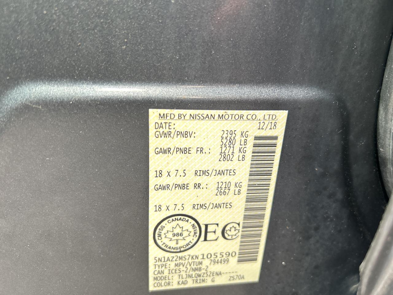 2019 Nissan Murano SV   Nav   Panoramic Roof   Clean Carfax Photo