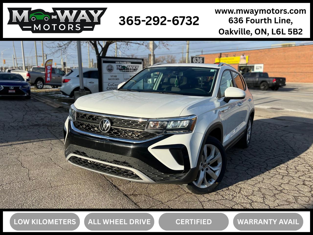 <p data-start=156 data-end=301><strong data-start=156 data-end=301>🔥 2022 Volkswagen Taos 4MOTION &ndash; 54,316 km &ndash; AWD &bull; PANORAMIC ROOF &bull; VIRTUAL COCKPIT &bull; HEATED SEATS &bull; CARPLAY &bull; BLIND SPOT &bull; BACKUP CAMERA 🔥</strong></p><p class=p1 style=margin: 0px; font-variant-numeric: normal; font-variant-east-asian: normal; font-variant-alternates: normal; font-size-adjust: none; font-kerning: auto; font-optical-sizing: auto; font-feature-settings: normal; font-variation-settings: normal; font-variant-position: normal; font-variant-emoji: normal; font-stretch: normal; font-size: 13px; line-height: normal; font-family: Helvetica Neue;>Mwaymotors.com</p><p class=p1 style=margin: 0px; font-variant-numeric: normal; font-variant-east-asian: normal; font-variant-alternates: normal; font-size-adjust: none; font-kerning: auto; font-optical-sizing: auto; font-feature-settings: normal; font-variation-settings: normal; font-variant-position: normal; font-variant-emoji: normal; font-stretch: normal; font-size: 13px; line-height: normal; font-family: Helvetica Neue;>636 Fourth Line, Oakville, Ontario L6L5B2</p><p class=p2 style=margin: 0px; font-variant-numeric: normal; font-variant-east-asian: normal; font-variant-alternates: normal; font-size-adjust: none; font-kerning: auto; font-optical-sizing: auto; font-feature-settings: normal; font-variation-settings: normal; font-variant-position: normal; font-variant-emoji: normal; font-stretch: normal; font-size: 13px; line-height: normal; font-family: Helvetica Neue; min-height: 15px;>&nbsp;</p><p class=p1 style=margin: 0px; font-variant-numeric: normal; font-variant-east-asian: normal; font-variant-alternates: normal; font-size-adjust: none; font-kerning: auto; font-optical-sizing: auto; font-feature-settings: normal; font-variation-settings: normal; font-variant-position: normal; font-variant-emoji: normal; font-stretch: normal; font-size: 13px; line-height: normal; font-family: Helvetica Neue;>Reach out to us @:</p><p class=p3 style=margin: 0px; font-variant-numeric: normal; font-variant-east-asian: normal; font-variant-alternates: normal; font-size-adjust: none; font-kerning: auto; font-optical-sizing: auto; font-feature-settings: normal; font-variation-settings: normal; font-variant-position: normal; font-variant-emoji: normal; font-stretch: normal; font-size: 13px; line-height: normal; font-family: STIX Two Math;>𝟯𝟲𝟱<span class=s1 style=font-variant-numeric: normal; font-variant-east-asian: normal; font-variant-alternates: normal; font-size-adjust: none; font-kerning: auto; font-optical-sizing: auto; font-feature-settings: normal; font-variation-settings: normal; font-variant-position: normal; font-variant-emoji: normal; font-stretch: normal; line-height: normal; font-family: Helvetica Neue;> </span>𝟮𝟵𝟮<span class=s1 style=font-variant-numeric: normal; font-variant-east-asian: normal; font-variant-alternates: normal; font-size-adjust: none; font-kerning: auto; font-optical-sizing: auto; font-feature-settings: normal; font-variation-settings: normal; font-variant-position: normal; font-variant-emoji: normal; font-stretch: normal; line-height: normal; font-family: Helvetica Neue;> </span>𝟲𝟳𝟯𝟮</p><p data-start=156 data-end=301>&nbsp;</p><p class=p1 style=margin: 0px; font-variant-numeric: normal; font-variant-east-asian: normal; font-variant-alternates: normal; font-size-adjust: none; font-kerning: auto; font-optical-sizing: auto; font-feature-settings: normal; font-variation-settings: normal; font-variant-position: normal; font-variant-emoji: normal; font-stretch: normal; font-size: 13px; line-height: normal; font-family: Helvetica Neue;><a href=mailto:mwaymotors5@gmail.com>mwaymotors5@gmail.com</a></p><p data-start=303 data-end=680>Meet the perfect compact SUV for style, tech, and all-weather confidence &mdash; this <strong data-start=383 data-end=407>2022 VW Taos 4MOTION</strong>. With only <strong data-start=419 data-end=432>54,316 km</strong>, this Taos is clean, modern, and loaded with premium Volkswagen features like the <strong data-start=515 data-end=542>Digital Virtual Cockpit</strong>, <strong data-start=544 data-end=565>Panoramic Sunroof</strong>, <strong data-start=567 data-end=583>Heated Seats</strong>, <strong data-start=585 data-end=610>Blind Spot Monitoring</strong>, <strong data-start=612 data-end=629>Apple CarPlay</strong>, and a sleek <strong data-start=643 data-end=679>Touchscreen with Gesture Control</strong>.</p><p data-start=682 data-end=842>The 4MOTION All-Wheel Drive system makes it ideal for Canadian weather, while the sharp design and high-tech interior make every drive feel upscale and refined.</p><hr data-start=844 data-end=847><h3 data-start=849 data-end=878><strong data-start=853 data-end=878>✨ Exterior Highlights</strong></h3><ul data-start=879 data-end=1097><li data-start=879 data-end=910><p data-start=881 data-end=910>4MOTION <strong data-start=889 data-end=908>All-Wheel Drive</strong></p></li><li data-start=911 data-end=959><p data-start=913 data-end=959>Modern VW SUV styling with sharp LED accents</p></li><li data-start=960 data-end=1005><p data-start=962 data-end=1005>Panoramic roof with tons of natural light</p></li><li data-start=1006 data-end=1023><p data-start=1008 data-end=1023>Backup camera</p></li><li data-start=1024 data-end=1040><p data-start=1026 data-end=1040>Alloy wheels</p></li><li data-start=1041 data-end=1097><p data-start=1043 data-end=1097>Sleek, compact design with excellent fuel efficiency</p></li></ul><hr data-start=1099 data-end=1102><h3 data-start=1104 data-end=1133><strong data-start=1108 data-end=1133>🌟 Interior & Comfort</strong></h3><ul data-start=1134 data-end=1388><li data-start=1134 data-end=1160><p data-start=1136 data-end=1160><strong data-start=1136 data-end=1158>Heated Front Seats</strong></p></li><li data-start=1161 data-end=1221><p data-start=1163 data-end=1221>Spacious and comfortable cabin with soft-touch materials</p></li><li data-start=1222 data-end=1266><p data-start=1224 data-end=1266>Panoramic sunroof for an open, airy feel</p></li><li data-start=1267 data-end=1295><p data-start=1269 data-end=1295>Digital climate controls</p></li><li data-start=1296 data-end=1344><p data-start=1298 data-end=1344>Folding rear seats for versatile cargo space</p></li><li data-start=1345 data-end=1388><p data-start=1347 data-end=1388>High-quality VW interior fit and finish</p></li></ul><hr data-start=1390 data-end=1393><h3 data-start=1395 data-end=1432><strong data-start=1399 data-end=1432>🔊 Media, Tech & Connectivity</strong></h3><ul data-start=1433 data-end=1676><li data-start=1433 data-end=1469><p data-start=1435 data-end=1469><strong data-start=1435 data-end=1467>Apple CarPlay & Android Auto</strong></p></li><li data-start=1470 data-end=1511><p data-start=1472 data-end=1511><strong data-start=1472 data-end=1509>Virtual Cockpit Digital Dashboard</strong></p></li><li data-start=1512 data-end=1558><p data-start=1514 data-end=1558>Large <strong data-start=1520 data-end=1556>Touchscreen with Gesture Control</strong></p></li><li data-start=1559 data-end=1597><p data-start=1561 data-end=1597>Bluetooth audio + USB connectivity</p></li><li data-start=1598 data-end=1639><p data-start=1600 data-end=1639>Steering wheel audio + voice controls</p></li><li data-start=1640 data-end=1676><p data-start=1642 data-end=1676>Backup camera with clear display</p></li></ul><hr data-start=1678 data-end=1681><h3 data-start=1683 data-end=1720><strong data-start=1687 data-end=1720>🛡 Safety & Driver Assistance</strong></h3><ul data-start=1721 data-end=1947><li data-start=1721 data-end=1750><p data-start=1723 data-end=1750><strong data-start=1723 data-end=1748>Blind Spot Monitoring</strong></p></li><li data-start=1751 data-end=1805><p data-start=1753 data-end=1805>Rear Cross-Traffic Alert (available on this model)</p></li><li data-start=1806 data-end=1860><p data-start=1808 data-end=1860>Traction control & stability control (4MOTION AWD)</p></li><li data-start=1861 data-end=1896><p data-start=1863 data-end=1896>Tire Pressure Monitoring System</p></li><li data-start=1897 data-end=1919><p data-start=1899 data-end=1919>Full airbag system</p></li><li data-start=1920 data-end=1947><p data-start=1922 data-end=1947>Rear-view backup camera</p></li></ul><hr data-start=1949 data-end=1952><h3 data-start=1954 data-end=1988><strong data-start=1958 data-end=1988>⚙ Performance & Powertrain</strong></h3><ul data-start=1989 data-end=2221><li data-start=1989 data-end=2036><p data-start=1991 data-end=2036>Turbocharged engine (typical Taos 1.5L TSI)</p></li><li data-start=2037 data-end=2070><p data-start=2039 data-end=2070>Smooth automatic transmission</p></li><li data-start=2071 data-end=2128><p data-start=2073 data-end=2128><strong data-start=2073 data-end=2088>4MOTION AWD</strong> for confident handling in all weather</p></li><li data-start=2129 data-end=2177><p data-start=2131 data-end=2177>Responsive steering & excellent fuel economy</p></li><li data-start=2178 data-end=2221><p data-start=2180 data-end=2221>Perfect balance of comfort + efficiency</p></li></ul><hr data-start=2223 data-end=2226><h3 data-start=2228 data-end=2256><strong data-start=2232 data-end=2256>📌 Vehicle Condition</strong></h3><ul data-start=2257 data-end=2379><li data-start=2257 data-end=2274><p data-start=2259 data-end=2274><strong data-start=2259 data-end=2272>54,316 km</strong></p></li><li data-start=2275 data-end=2297><p data-start=2277 data-end=2297>Clean inside & out</p></li><li data-start=2298 data-end=2336><p data-start=2300 data-end=2336>Well-maintained modern compact SUV</p></li><li data-start=2337 data-end=2379><p data-start=2339 data-end=2379>Drives excellent &mdash; ready for daily use</p></li><li data-start=2337 data-end=2379><p><strong data-start=3006 data-end=3022>*******Safety Certification Included</strong></p><p><strong data-start=3006 data-end=3022>OMVIC FEE + LICENSING FEES INCLUDED</strong></p></li></ul>
