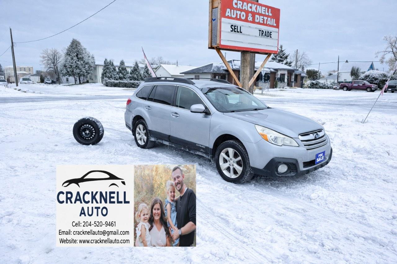 <p>2013 Subaru Outback 3.6R  AWD  EyeSight  New Winter Wheels - Clean Title - Safetied</p><p><span style=color:rgb( 15 , 15 , 15 )>Located in Carberry, but capable of bringing to Brandon. Priced to Sell! Carfax Available, excellent condition.</span>3.6L H6 engine  smooth and powerful</p><ul><li><p>Subaru Symmetrical All-Wheel Drive</p></li><li><p>EyeSight driver assist (adaptive cruise, pre-collision braking, lane departure warning)</p></li><li><p>Heated leather seats</p></li><li><p>Power sunroof</p></li><li><p>Dual-zone climate control</p></li><li><p>Power drivers seat</p></li><li><p>Bluetooth hands-free calling</p></li><li><p>Fog lights & roof rails</p></li><li><p>Keyless entry</p></li><li><p>Local 1 Owner Serviced at Subaru</p></li></ul><p>Warranty Available /Trades Welcome /<span style=color:rgb( 15 , 15 , 15 )>delivery available.</span></p><p></p><p>Toll-free call/text 204-520-9461</p><p></p><p>Dealer #5905</p><p></p><p><strong>Vehicle available for dealer trading, perfect subprime car</strong></p><p></p><p>Treaty cards accepted - 7 Day insurances available meaning you can drive home the same day even if MPI is closed (good for weekends and after hours)</p>