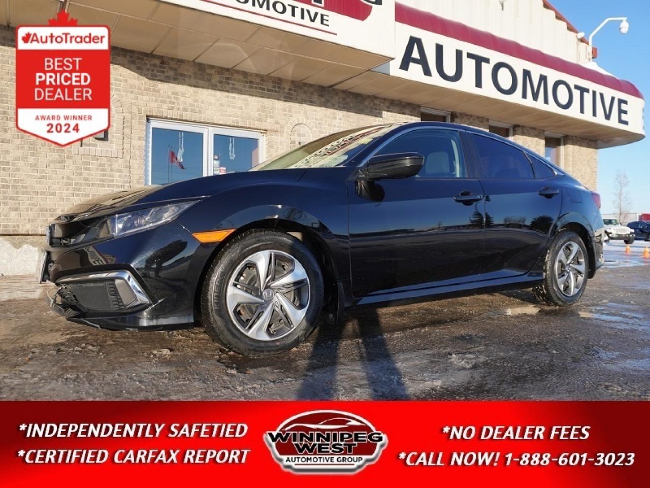 *** Dealer arranged financing on site! Quick, Simple,  no calls or waiting on bank appointments required!! Drive away today ***   NO ADMINISTRATION FEES!!

2021 Honda Civic LX  Local Manitoba Sedan | Reliable | Fuel-Efficient | Well Maintained | Only 47,000 KMs

If youre looking for a dependable, affordable, family friendly, and fuel-efficient sedan thats perfect for commuting, family use, or a first vehicle, this 2021 Honda Civic LX is an excellent choice. Known as one of the most trusted cars in Canada, the Civic delivers long-term reliability, low running costs, and strong resale value making it a smart pick for any driver.  Plus safety for everyone.  

This unit is a local Manitoba Civic with only 47,000 kms, and its been well cared for inside and out. It offers a smooth, comfortable drive paired with modern technology and Hondas reputation for durability. Whether youre running daily errands, driving the family, or planning weekend road trips, this Civic LX is built to handle it all with confidence.

Key Features: 
2.0L 4-Cylinder Engine
CVT Automatic Transmission
Heated Front Seats
Apple Carplay/ Android Auto
Backup Camera
7" Touchscreen Display with Apple CarPlay & Android Auto
180-Watt 8-Speaker Audio System
Bluetooth Hands-Free Calling
Remote Keyless Entry
Eco Mode with Auto Start/Stop
Command Start 

Honda Sensing Safety Suite:
Adaptive Cruise Control
Collision Mitigation Braking
Road Departure Mitigation
Lane Departure Warning
Lane Keep Assist
Emergency Collision Avoidance & More

The 2021 Civic LX offers comfort, efficiency, and Hondas proven engineering making it ideal for daily driving, students, families, or anyone needing a long-lasting and dependable sedan. With low mileage and great care throughout its life, this Civic is ready for many more years of trouble-free driving.

Comes fully inspected with a Fresh Manitoba Safety Certification and a One Owner, Manitoba CARFAX history. We also offer a wide range of extended warranty options for up to 10 YEARS for added peace of mind.


Comes with a Manitoba Safety Certification, and we have many Extended Powertrain warrantys available on your vehicle purchase up to 10-year coverage (on eligible vehicles see dealer for details). Financing on site with Zero down financing OAC. Trades accepted. View at Winnipeg West Automotive Group, 5195 Portage Ave. (only a couple of minutes past the new Costco) Dealer permit # 6007, Call now 1(888) 601-3023. This Car is located in Winnipeg Manitoba,  however we can have it shipped anywhere in North America relatively inexpensively.