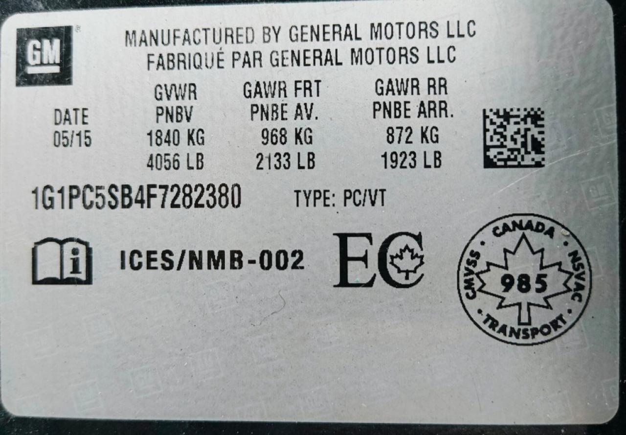 2015 Chevrolet Cruze 4dr Sedan 1LT Photo